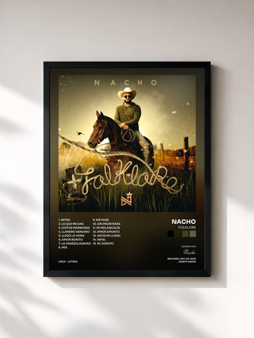 #noir Tableau de l'album Folklore de Nacho, cadre noir, imprimé et encadré en France