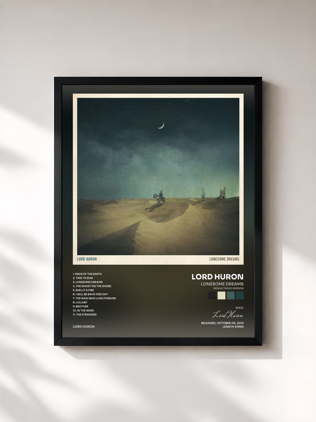 #noir Tableau de l'album Lonesome Dreams (Bonus Track Version) de Lord Huron, cadre noir, imprimé et encadré en France