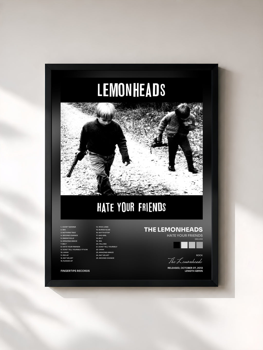 #noir Tableau de l'album Hate Your Friends (Deluxe) de The Lemonheads, cadre noir, imprimé et encadré en France