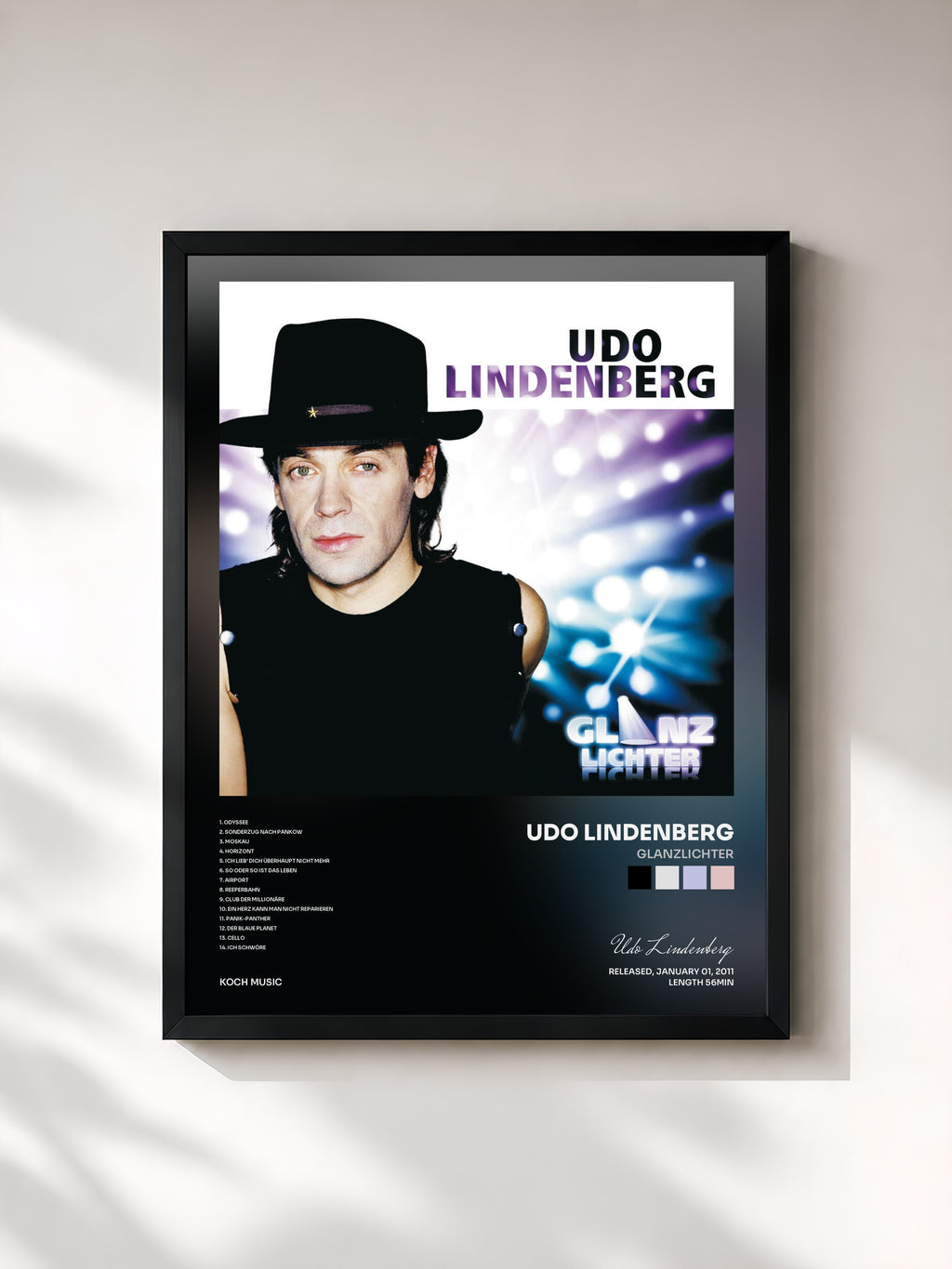 #noir Tableau de l'album Glanzlichter de Udo Lindenberg, cadre noir, imprimé et encadré en France