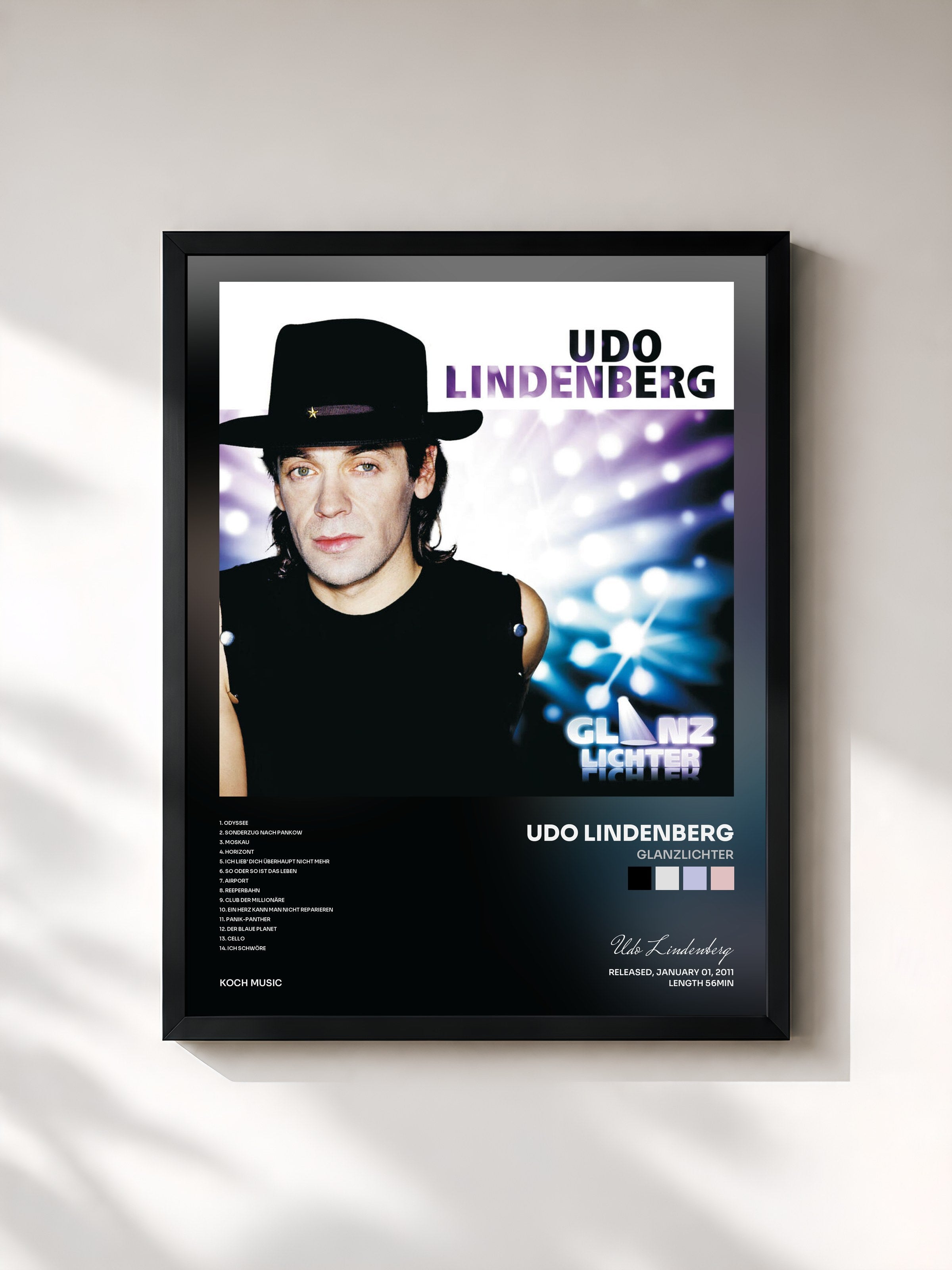 #noir Tableau de l'album Glanzlichter de Udo Lindenberg, cadre noir, imprimé et encadré en France