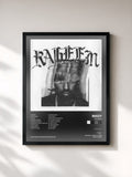 #noir Tableau de l'album RAHEEM de reezy, cadre noir, imprimé et encadré en France