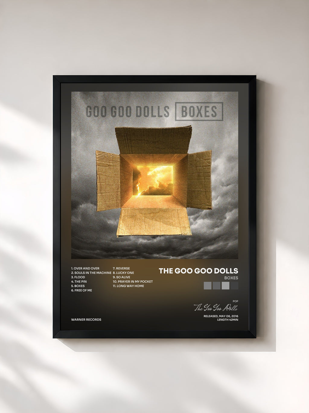 #noir Tableau de l'album Boxes de The Goo Goo Dolls, cadre noir, imprimé et encadré en France