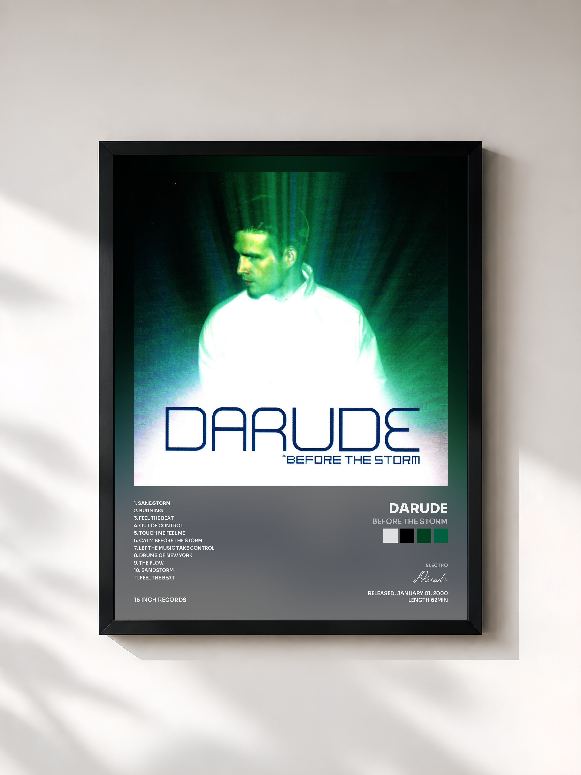 #noir Tableau de l'album Before the Storm de Darude, cadre noir, imprimé et encadré en France
