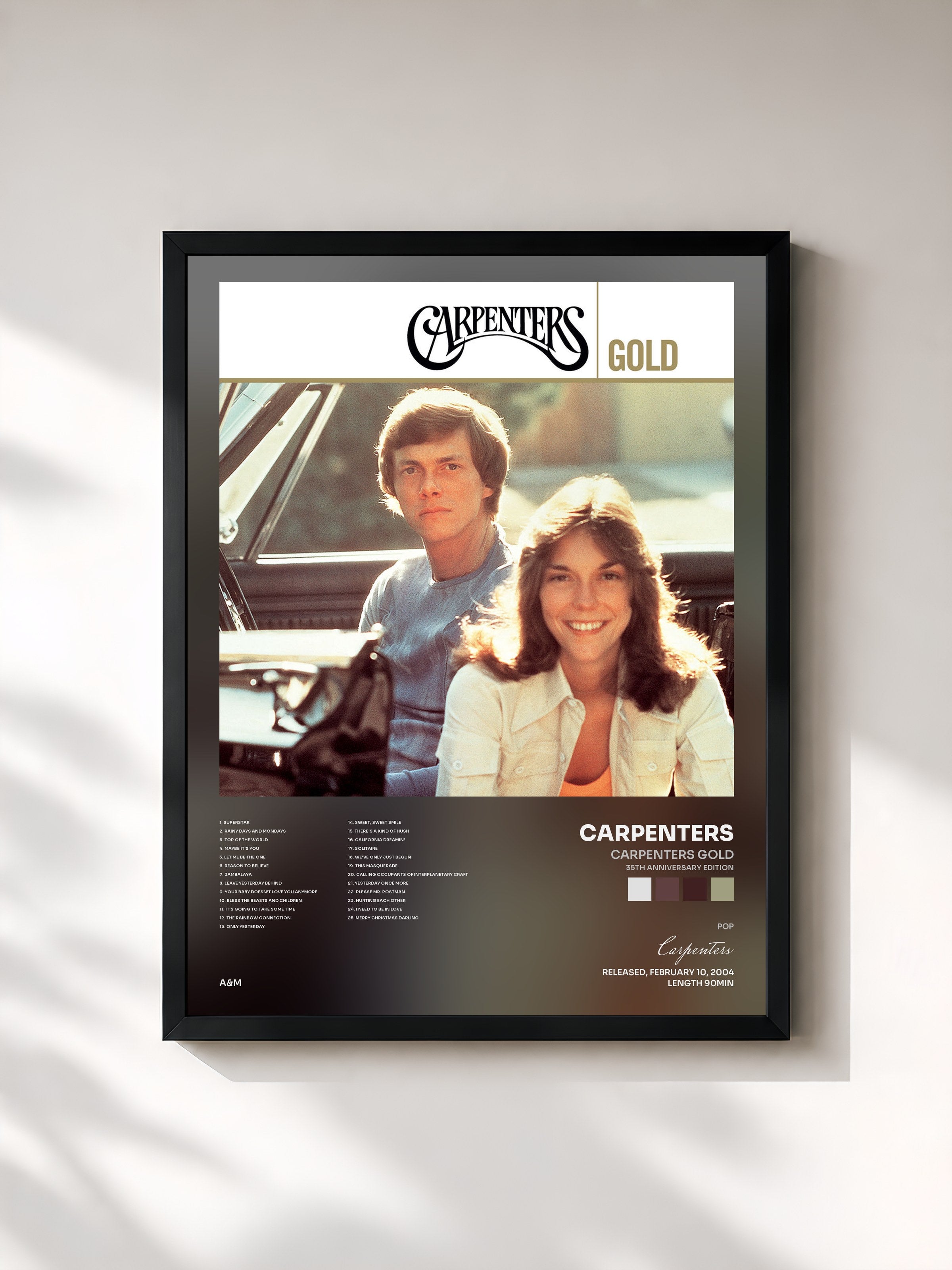 #noir Tableau de l'album Carpenters Gold (35th Anniversary Edition) de Carpenters, cadre noir, imprimé et encadré en France