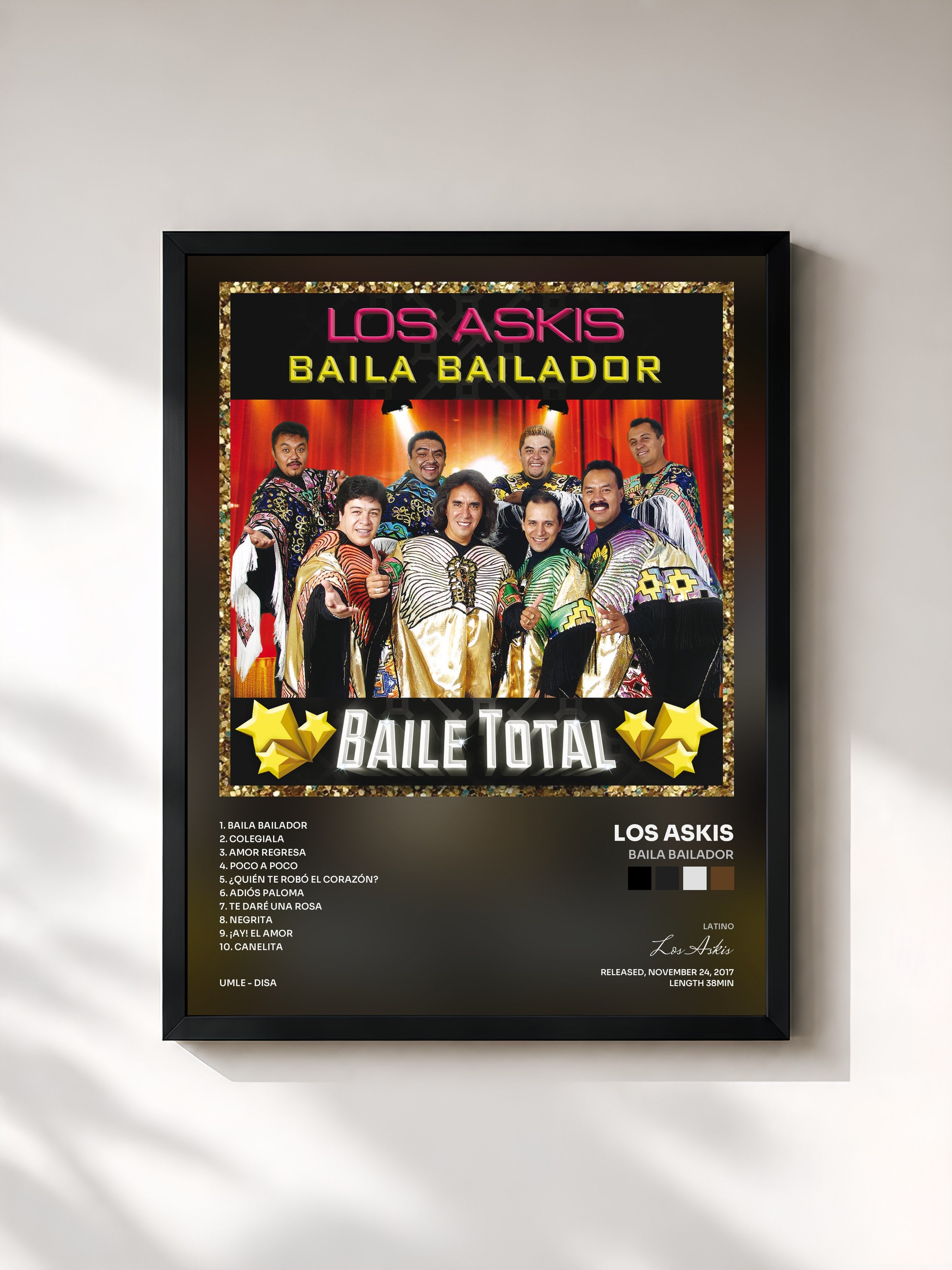 #noir Tableau de l'album Baila Bailador de Los Askis, cadre noir, imprimé et encadré en France