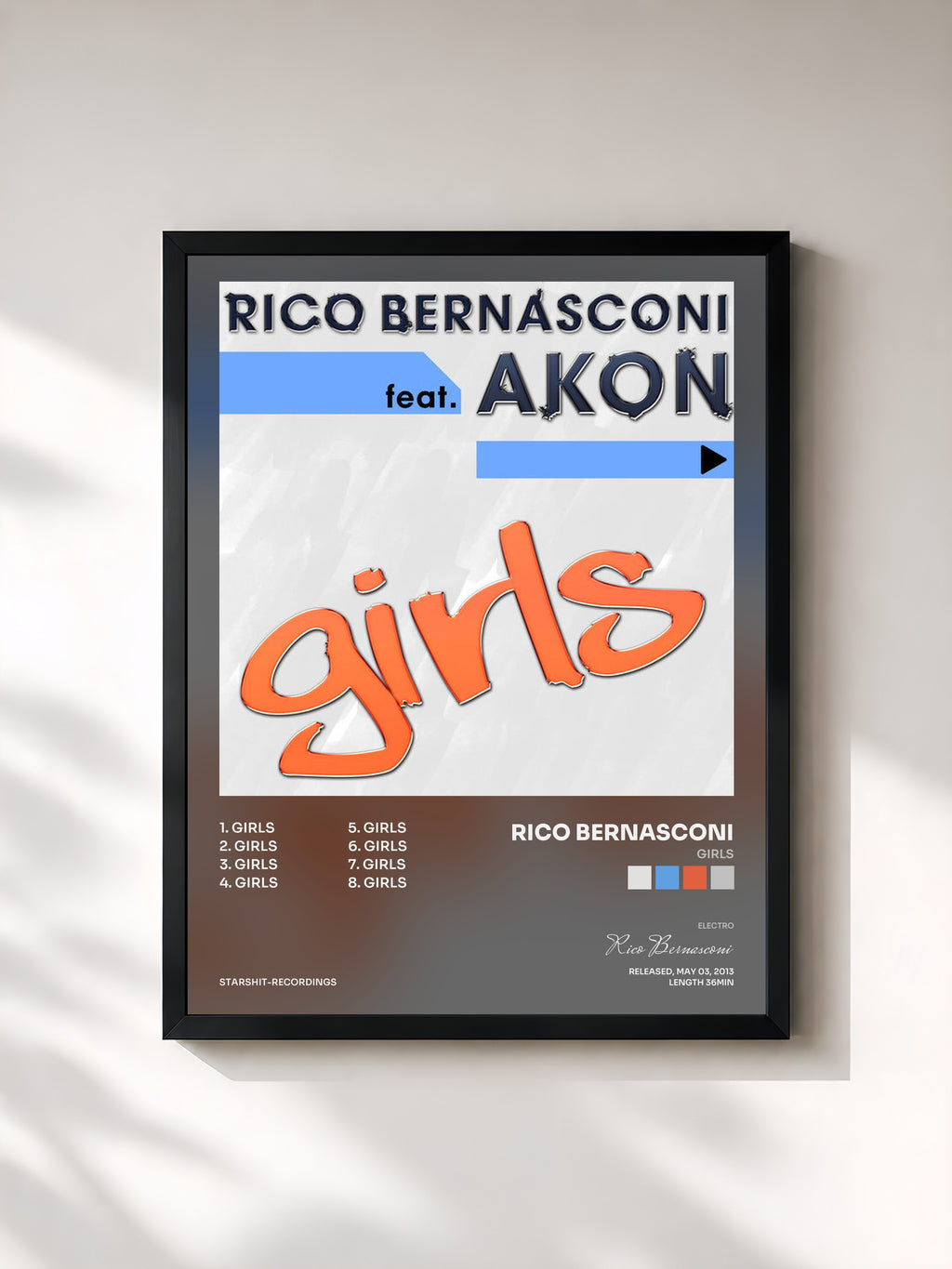 #noir Tableau de l'album Girls de Rico Bernasconi, cadre noir, imprimé et encadré en France