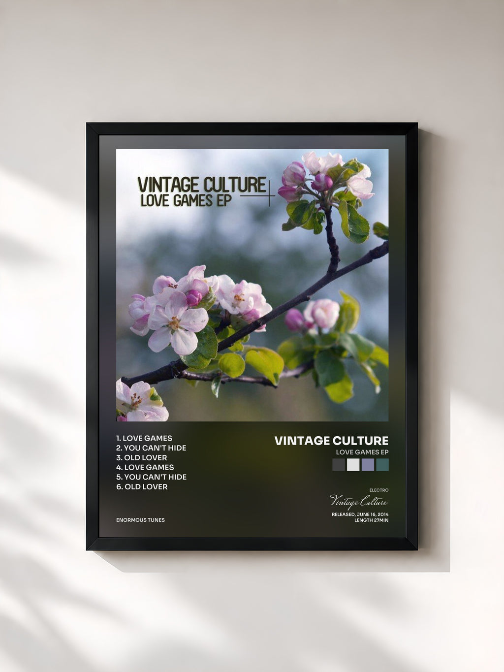 #noir Tableau de l'album Love Games EP de Vintage Culture, cadre noir, imprimé et encadré en France