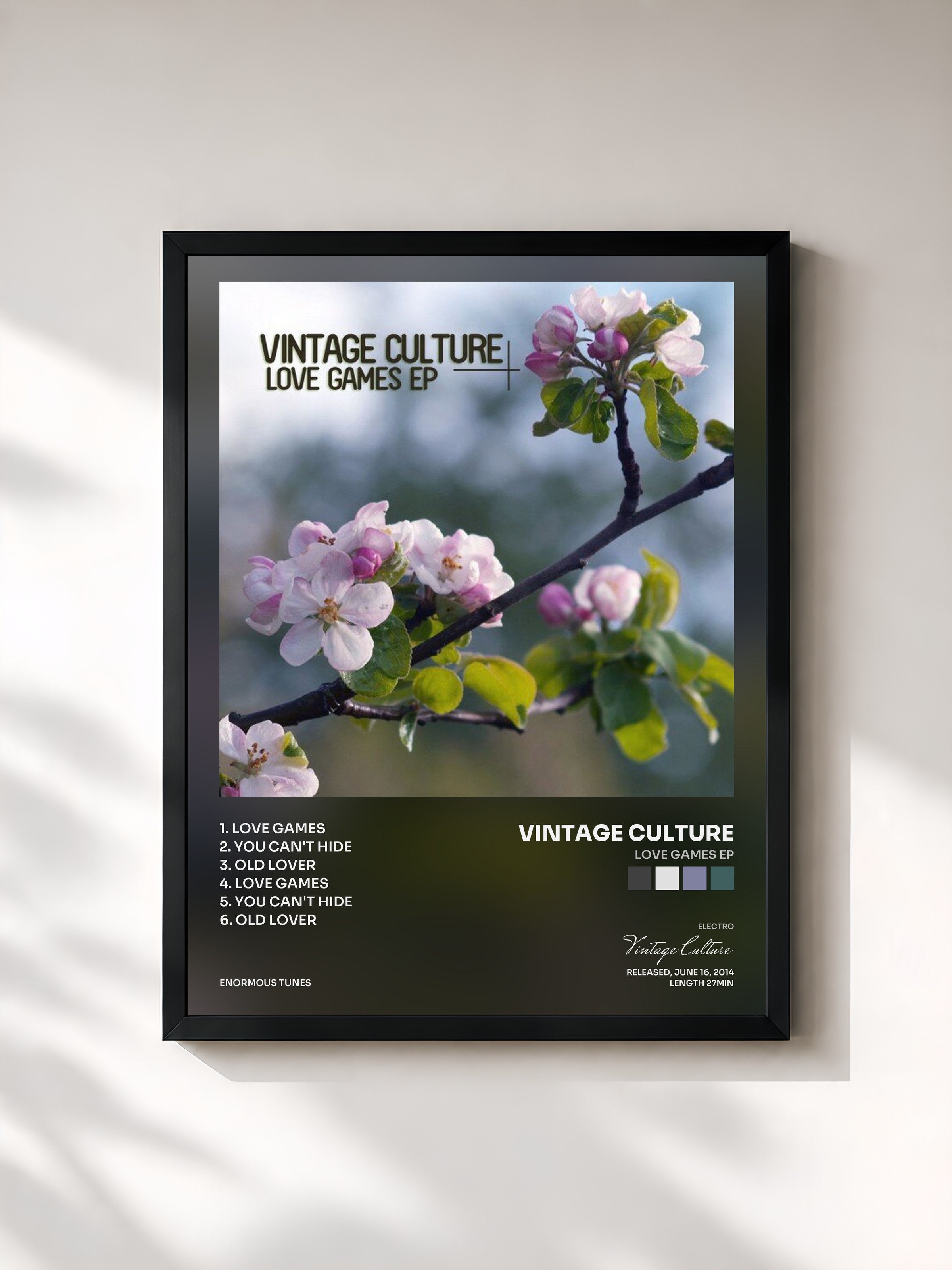 #noir Tableau de l'album Love Games EP de Vintage Culture, cadre noir, imprimé et encadré en France