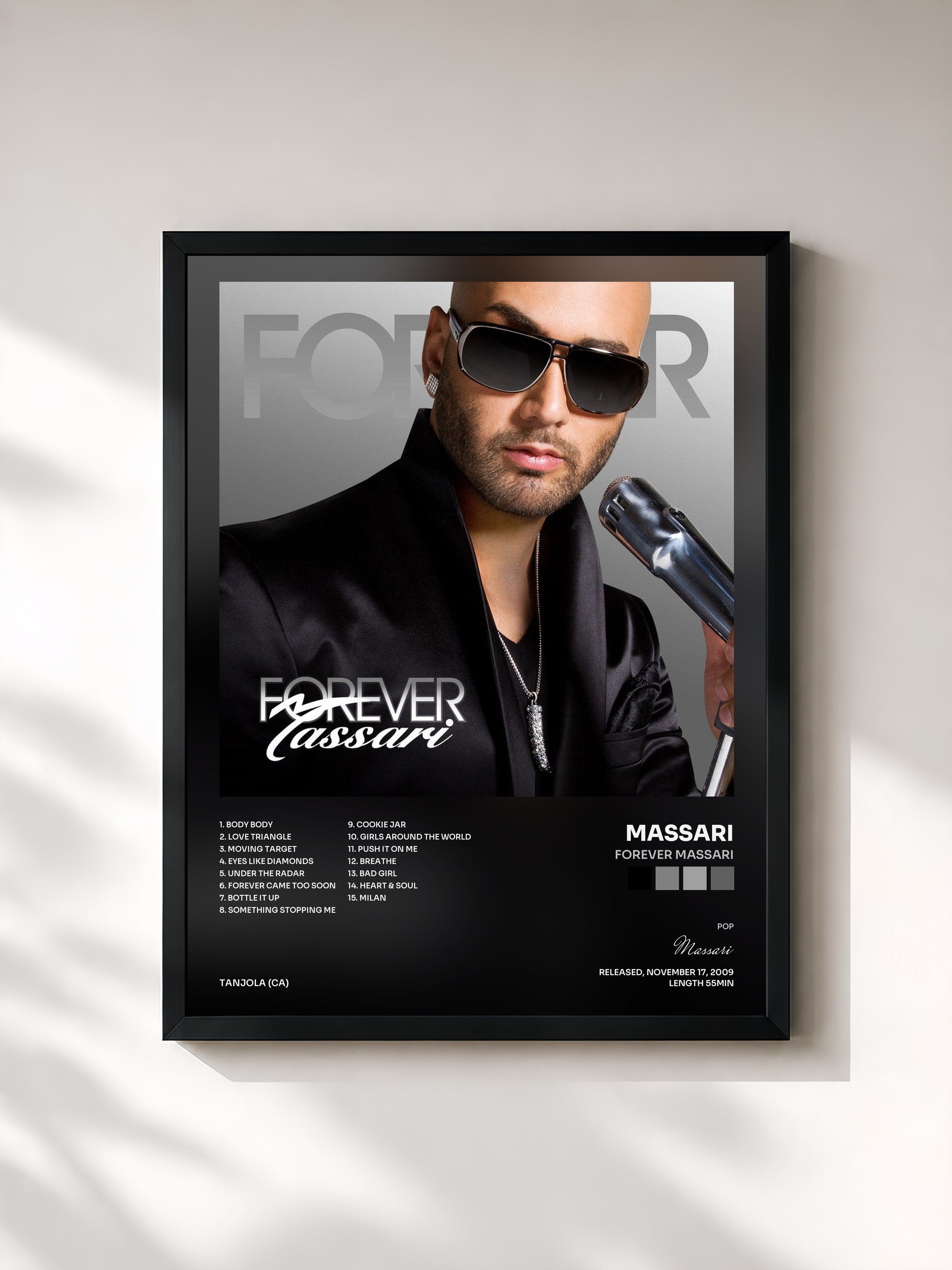 #noir Tableau de l'album Forever Massari de Massari, cadre noir, imprimé et encadré en France