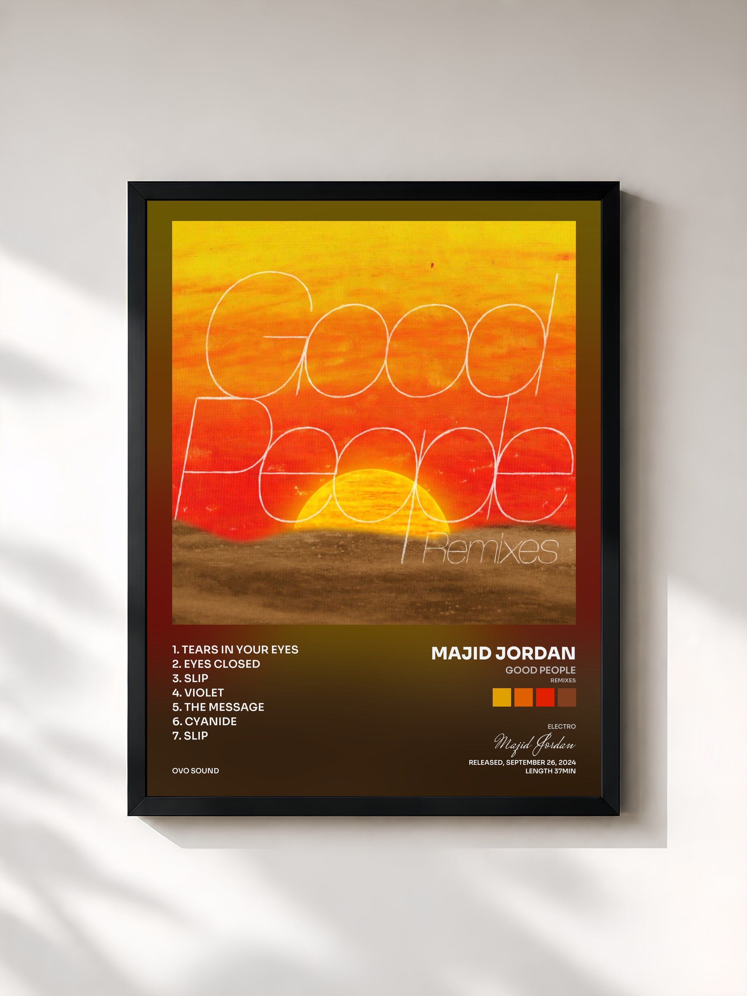 #noir Tableau de l'album Good People (Remixes) de Majid Jordan, cadre noir, imprimé et encadré en France