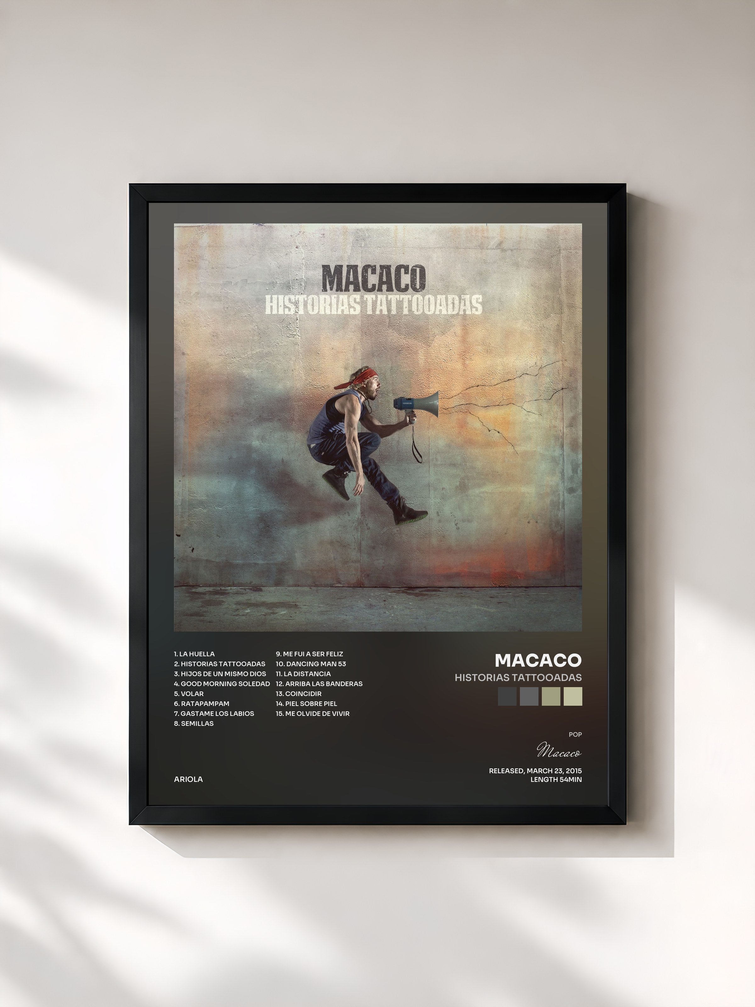 #noir Tableau de l'album Historias Tattooadas de Macaco, cadre noir, imprimé et encadré en France