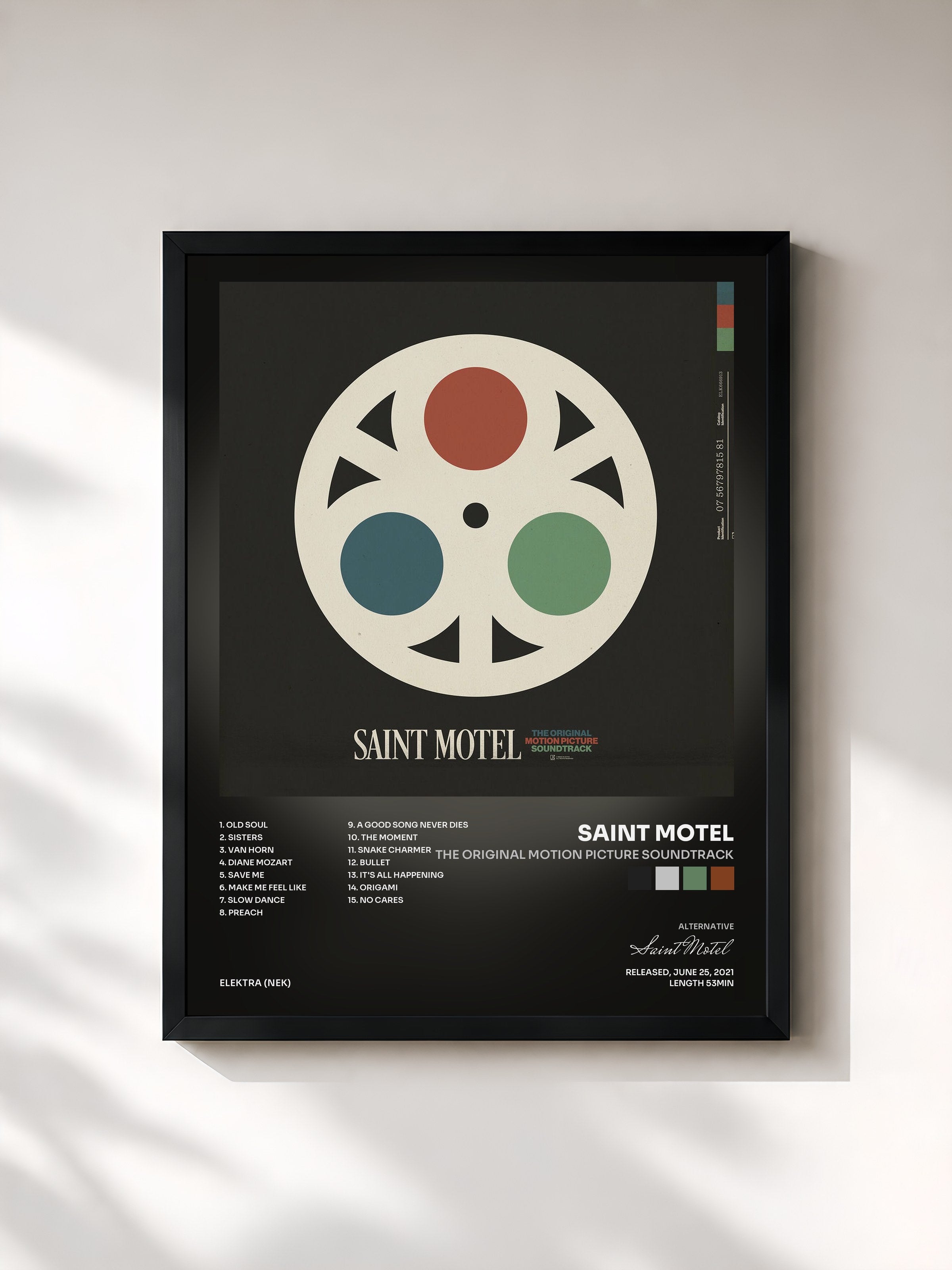 #noir Tableau de l'album The Original Motion Picture Soundtrack de Saint Motel, cadre noir, imprimé et encadré en France