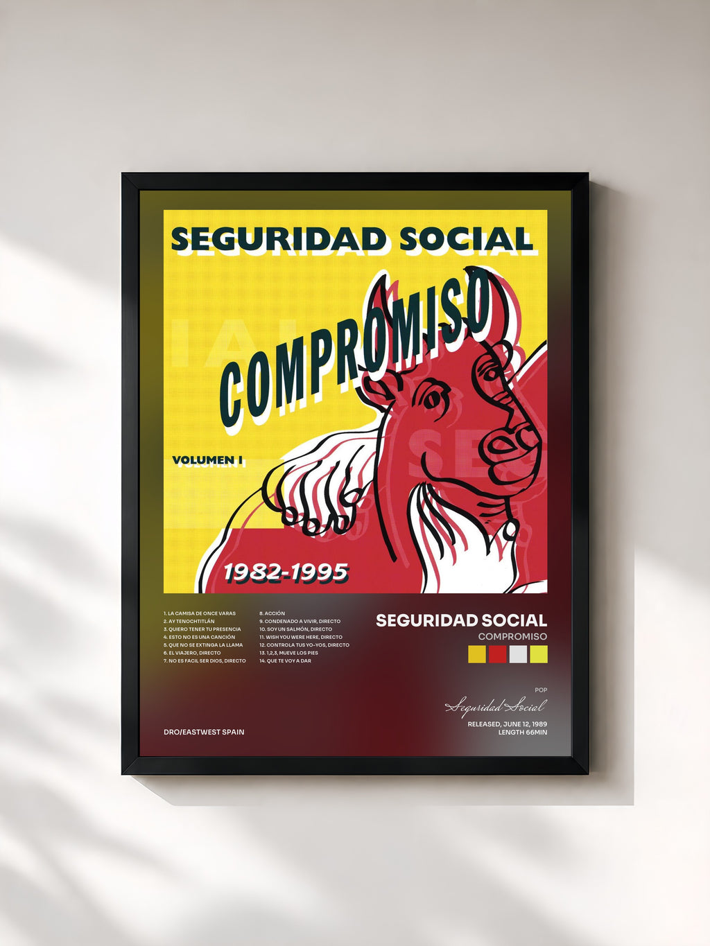 #noir Tableau de l'album Compromiso de Seguridad Social, cadre noir, imprimé et encadré en France
