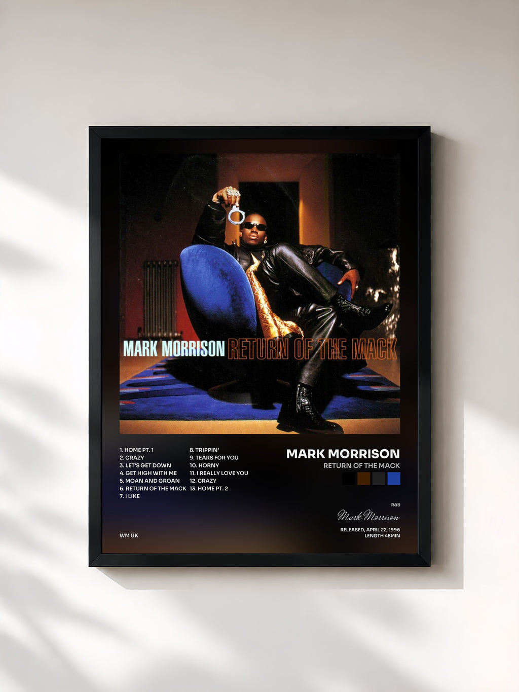 #noir Tableau de l'album Return of the Mack de Mark Morrison, cadre noir, imprimé et encadré en France