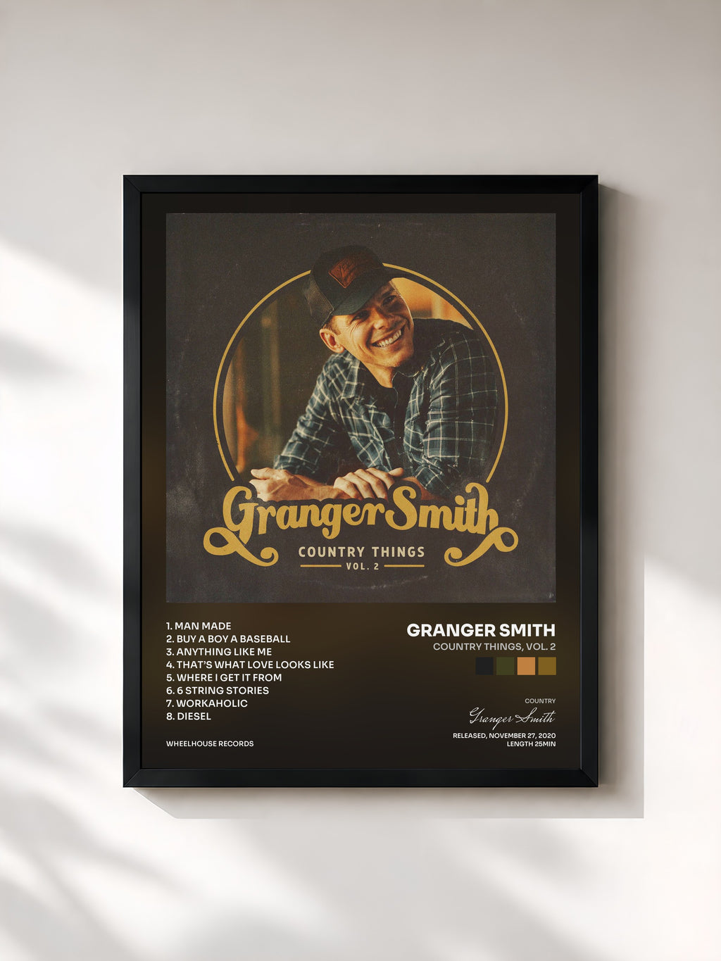 #noir Tableau de l'album Country Things, Vol. 2 de Granger Smith, cadre noir, imprimé et encadré en France
