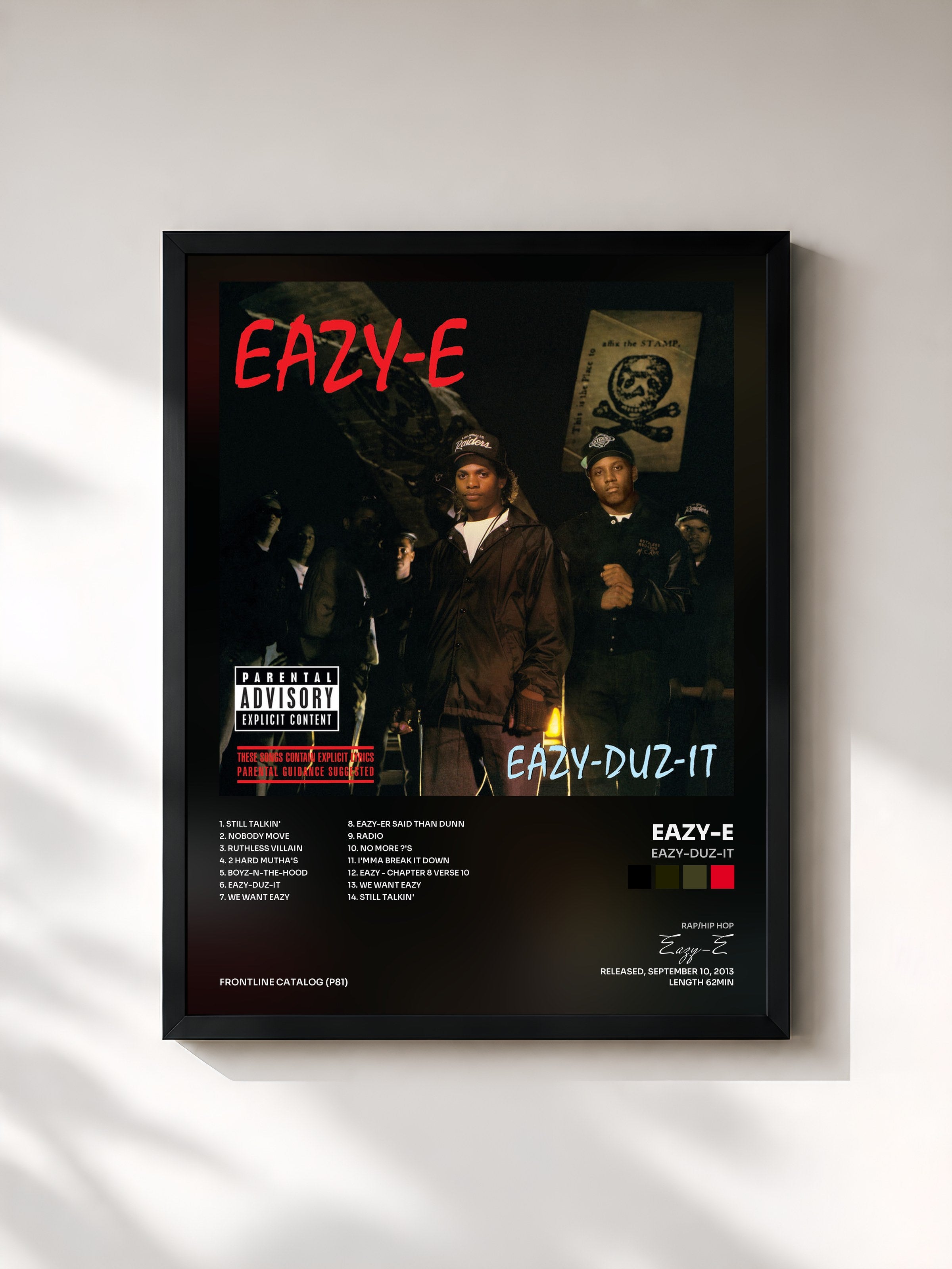 #noir Tableau de l'album Eazy-Duz-It de Eazy-E, cadre noir, imprimé et encadré en France
