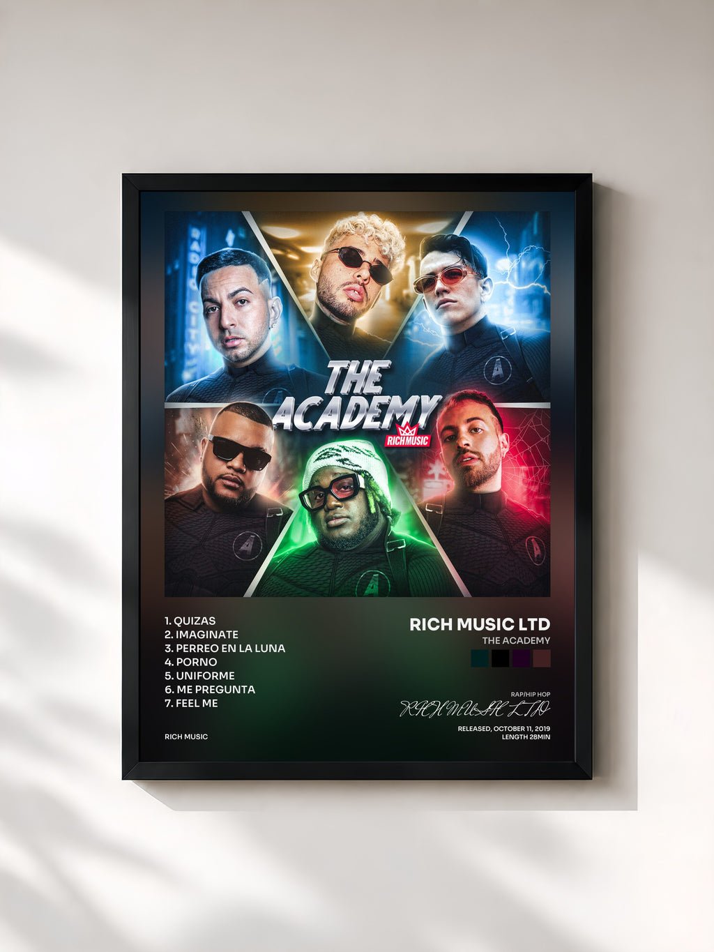 #noir Tableau de l'album The Academy de RICH MUSIC LTD, cadre noir, imprimé et encadré en France