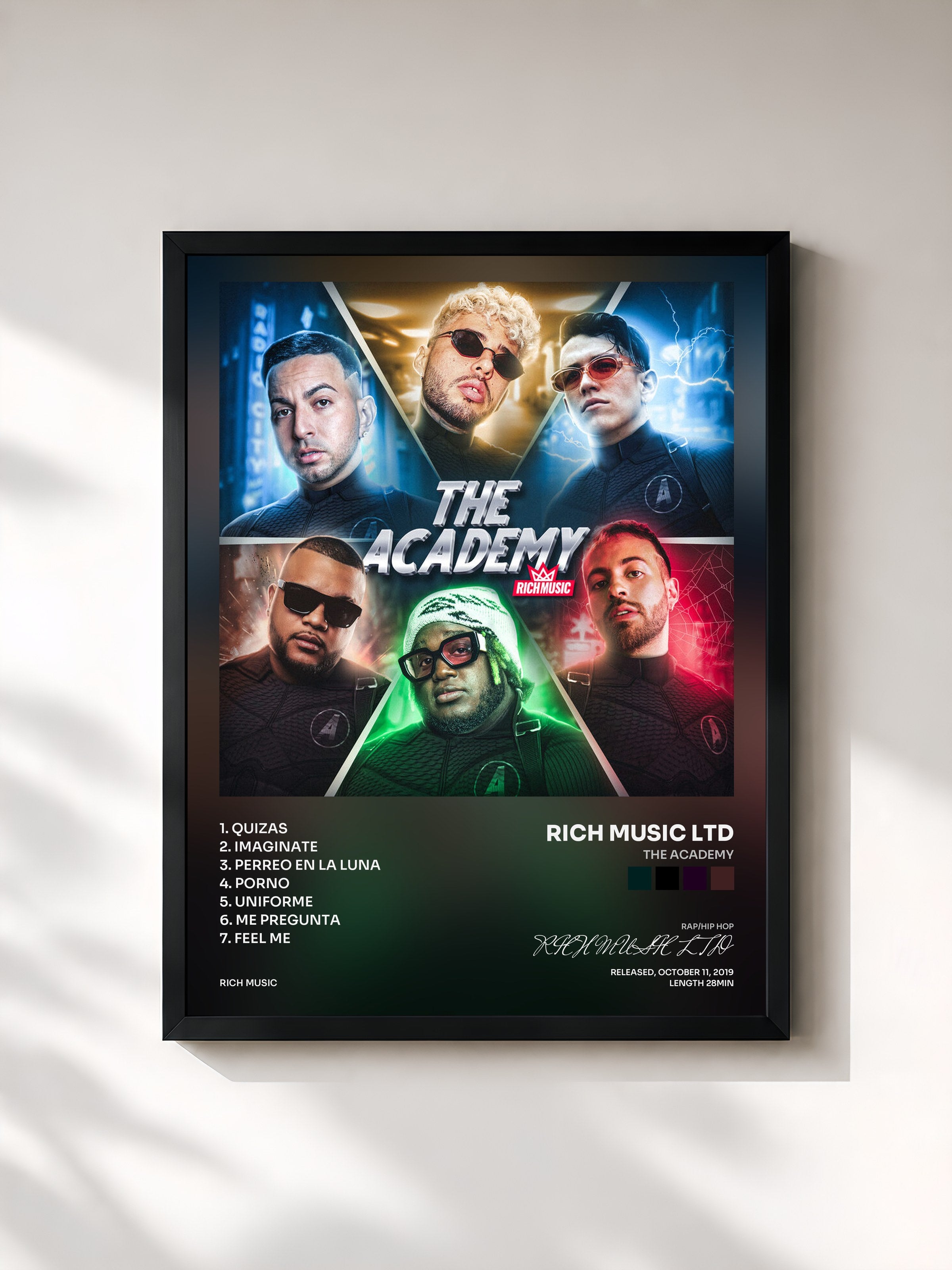 #noir Tableau de l'album The Academy de RICH MUSIC LTD, cadre noir, imprimé et encadré en France
