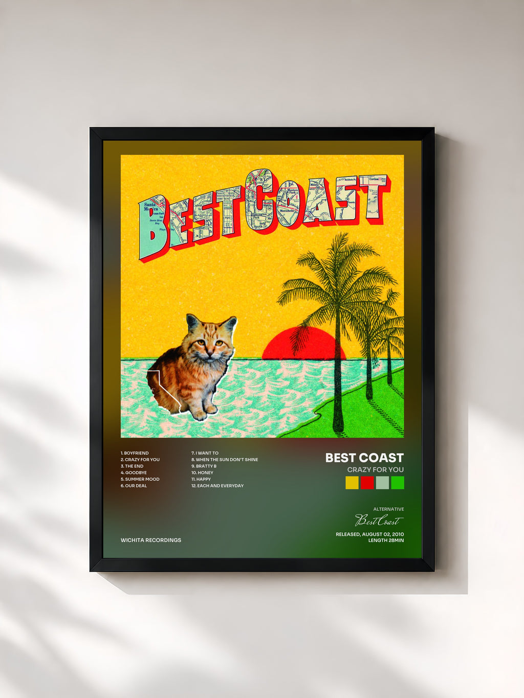 #noir Tableau de l'album Crazy For You de Best Coast, cadre noir, imprimé et encadré en France
