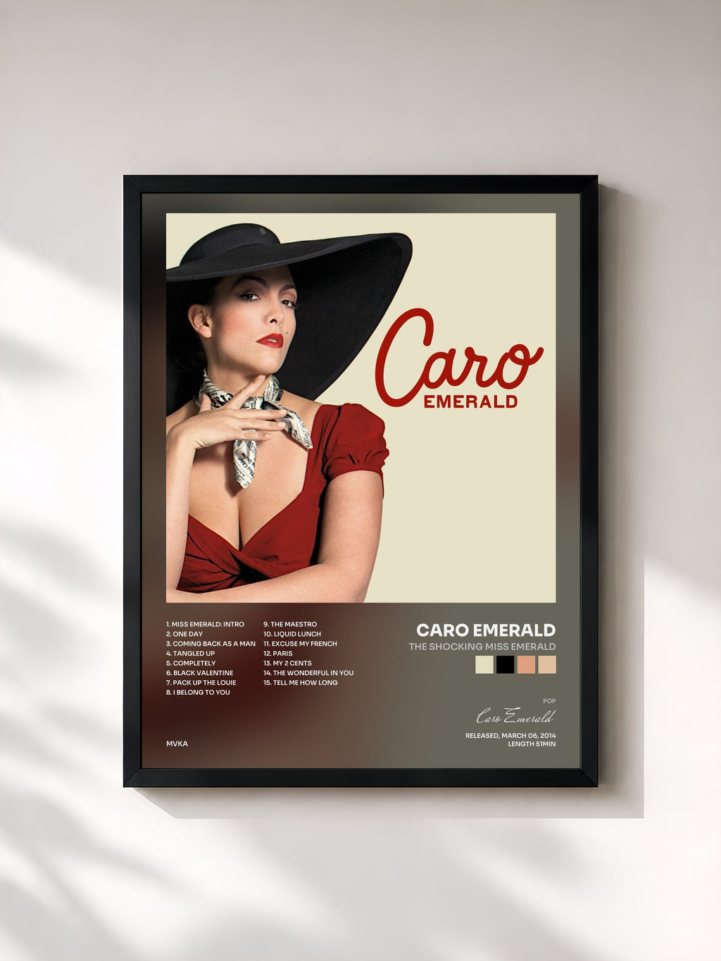 #noir Tableau de l'album The Shocking Miss Emerald de Caro Emerald, cadre noir, imprimé et encadré en France