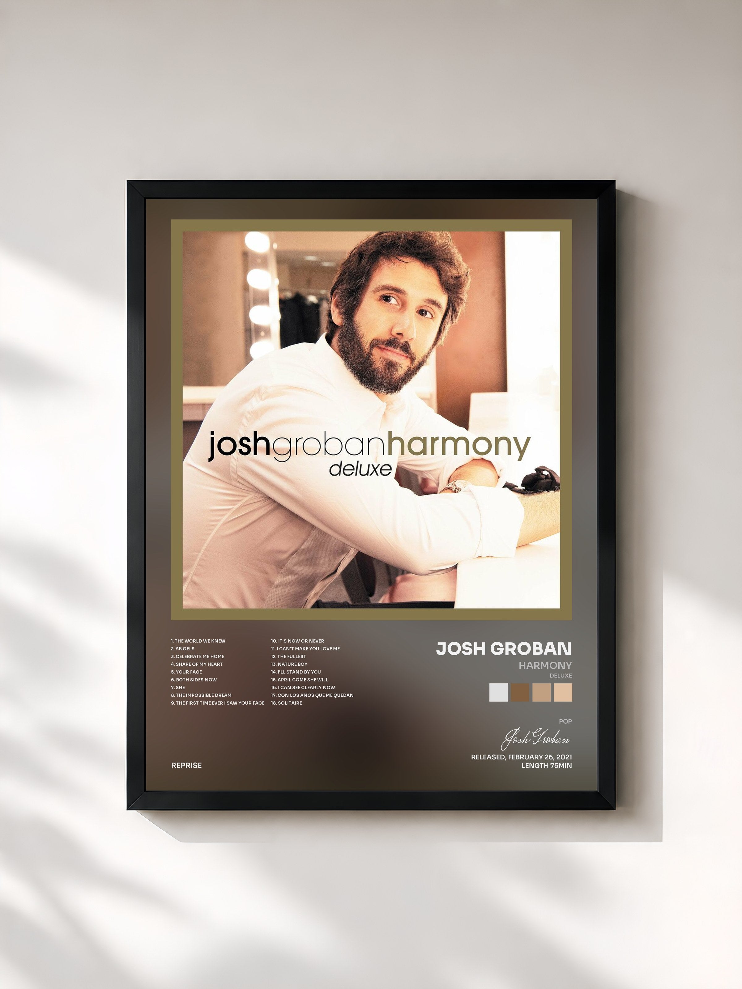 #noir Tableau de l'album Harmony (Deluxe) de Josh Groban, cadre noir, imprimé et encadré en France