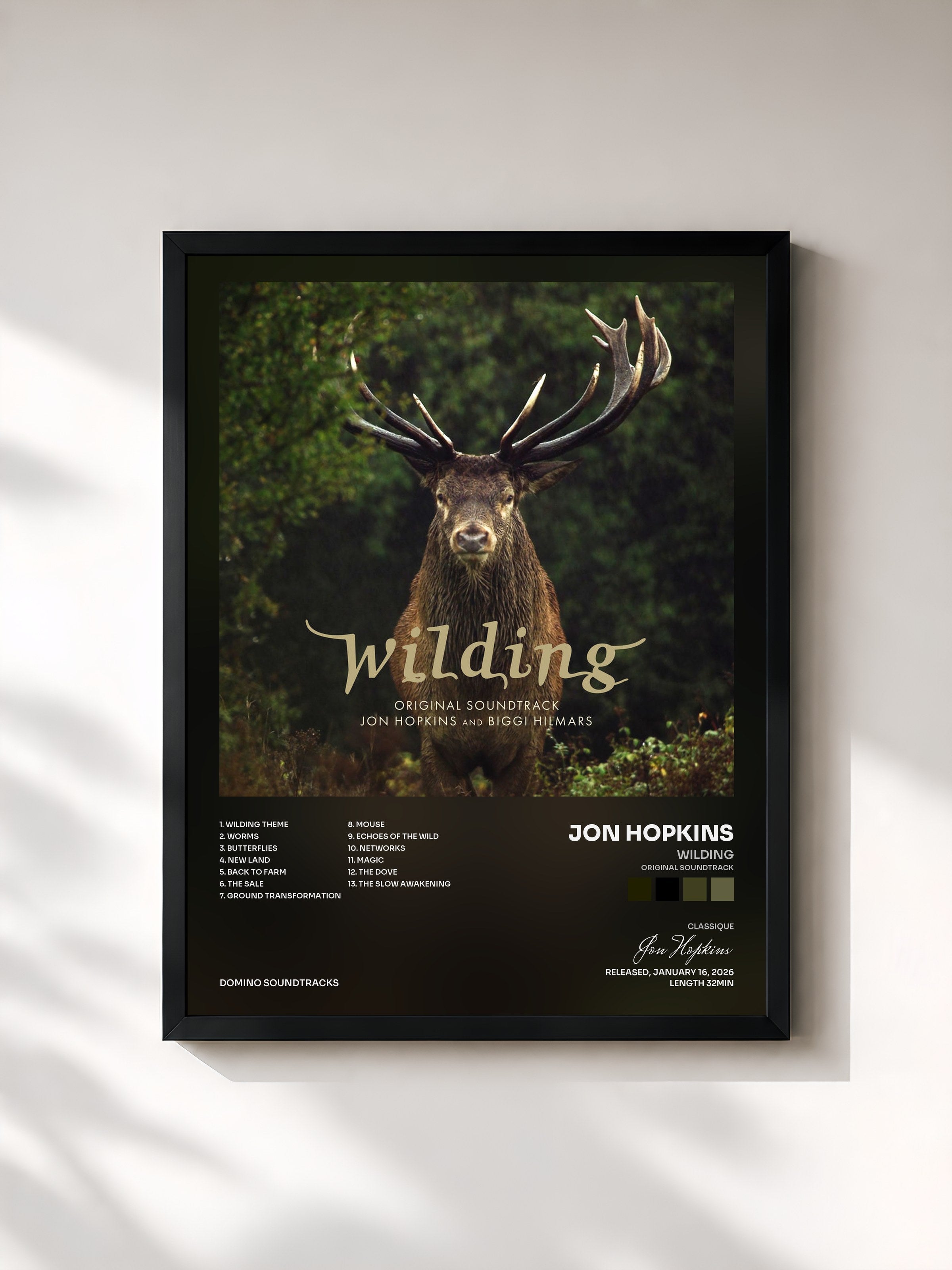 #noir Tableau de l'album Wilding (Original Soundtrack) de Jon Hopkins, cadre noir, imprimé et encadré en France
