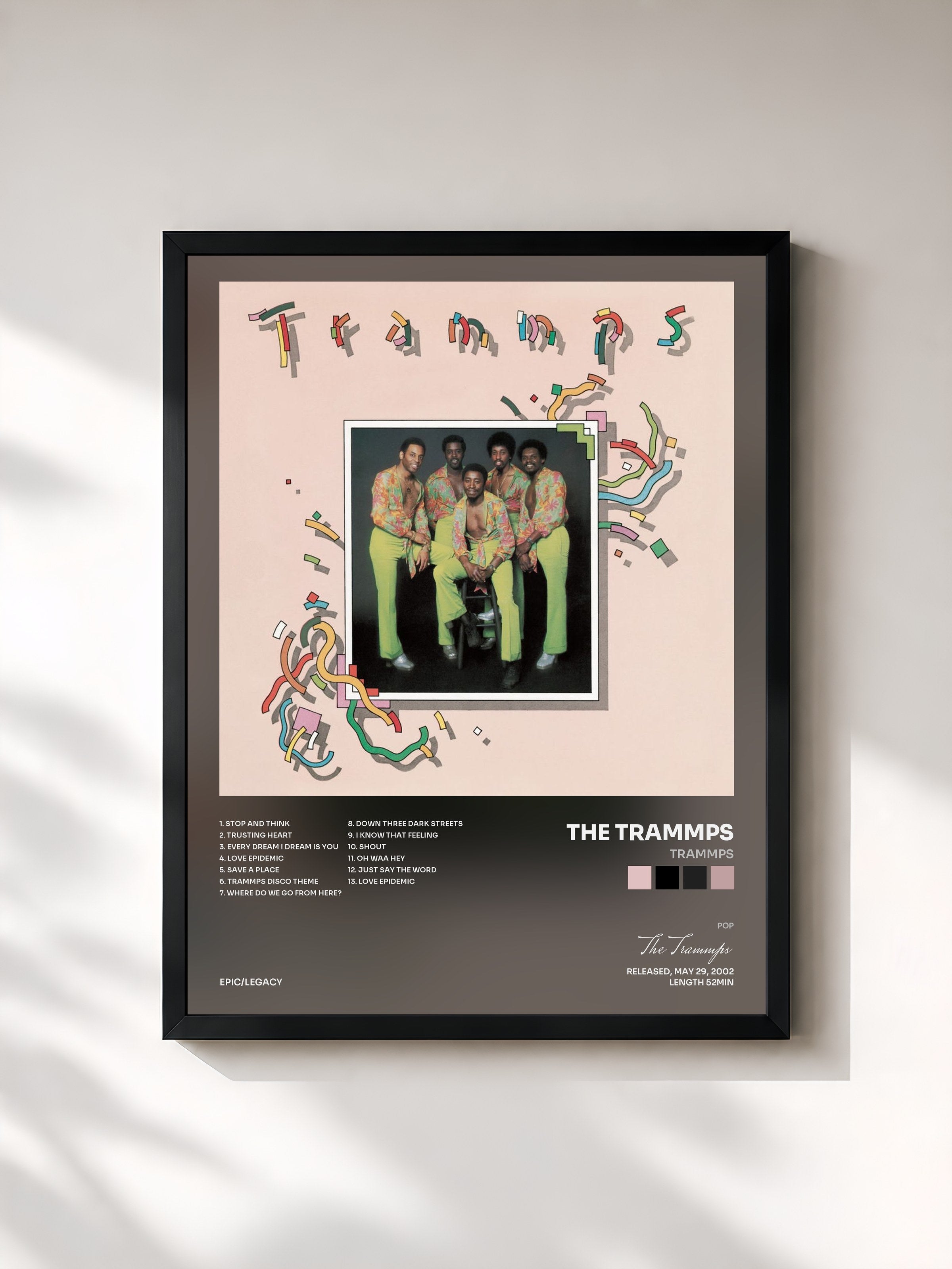 #noir Tableau de l'album Trammps de The Trammps, cadre noir, imprimé et encadré en France