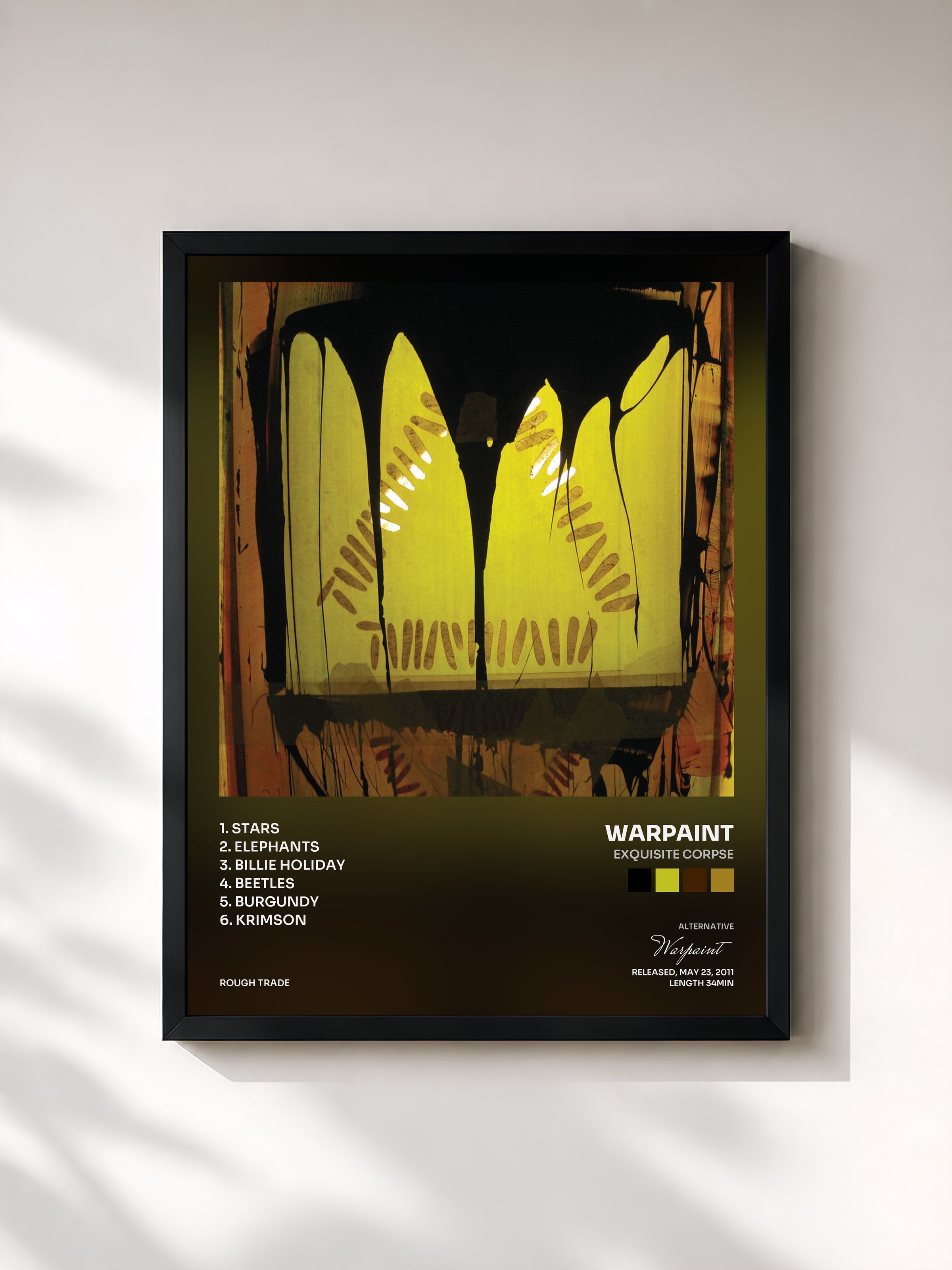 #noir Tableau de l'album Exquisite Corpse de Warpaint, cadre noir, imprimé et encadré en France