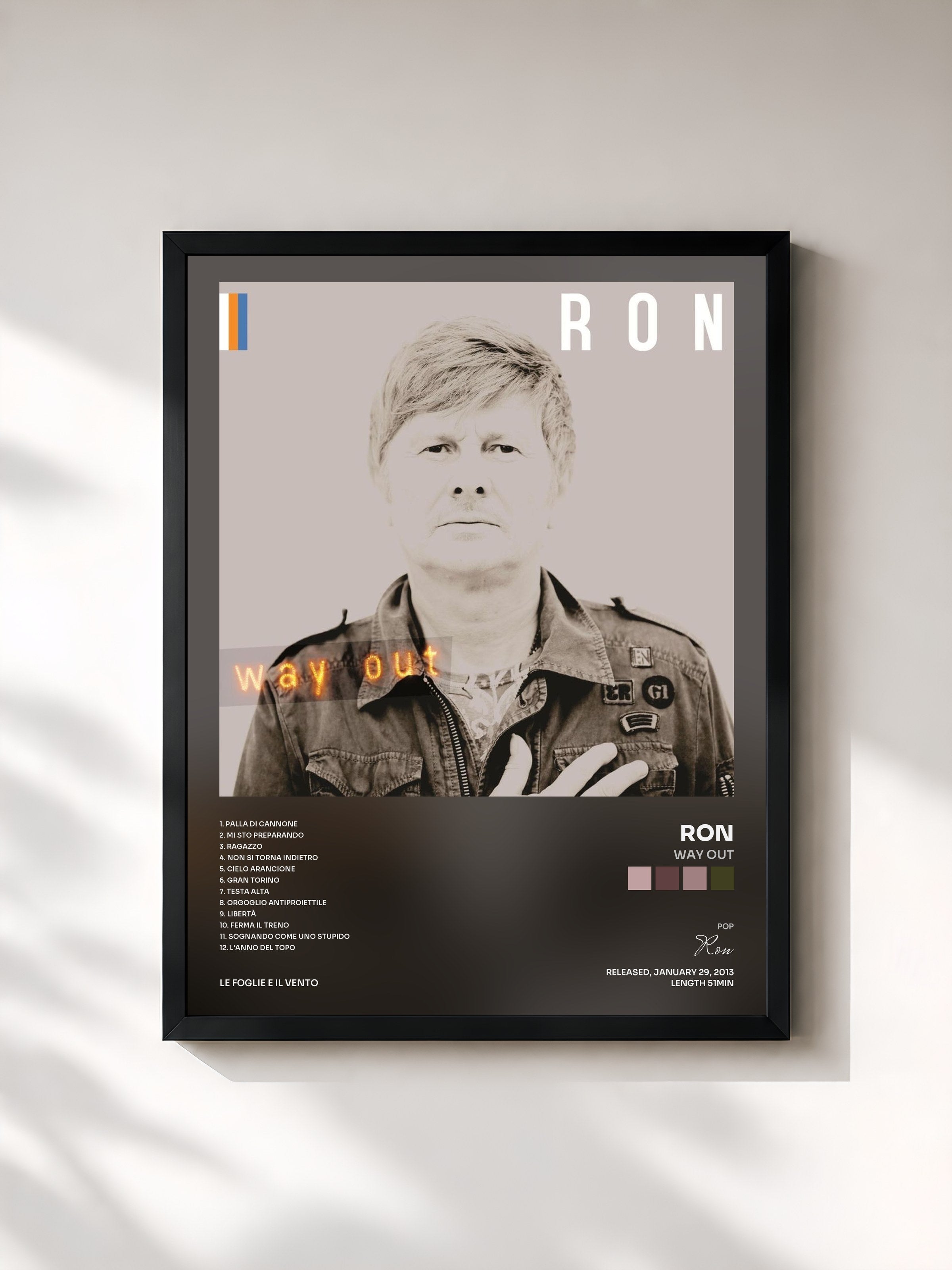 #noir Tableau de l'album Way Out de Ron, cadre noir, imprimé et encadré en France