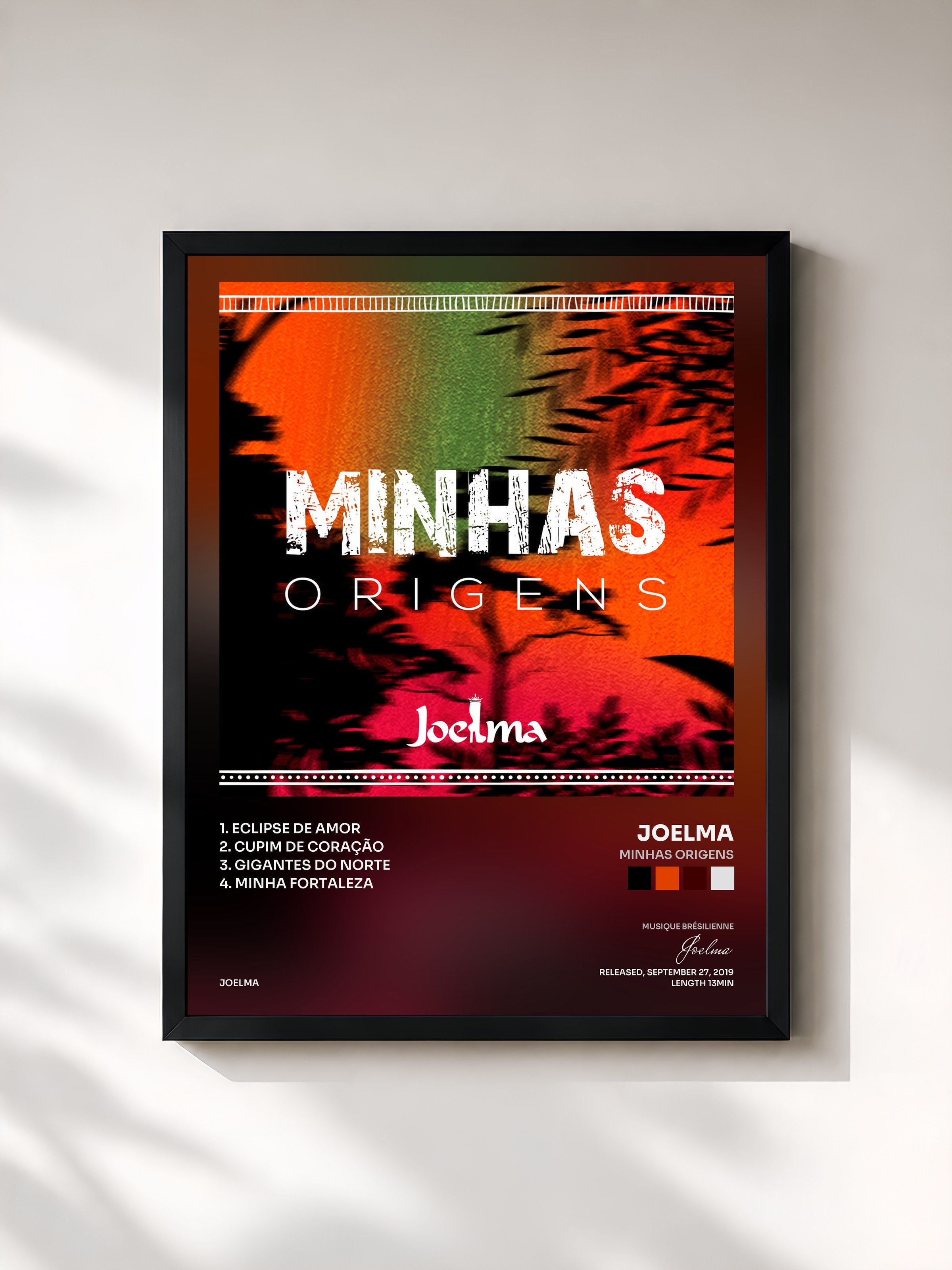 #noir Tableau de l'album Minhas Origens de Joelma, cadre noir, imprimé et encadré en France