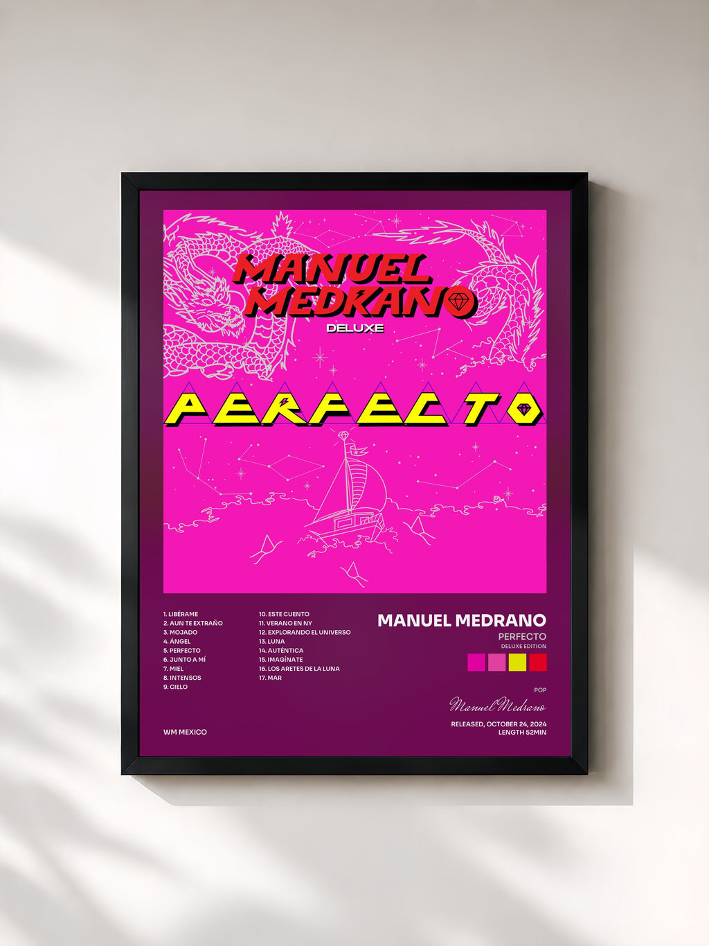 #noir Tableau de l'album PERFECTO (Deluxe Edition) de Manuel Medrano, cadre noir, imprimé et encadré en France
