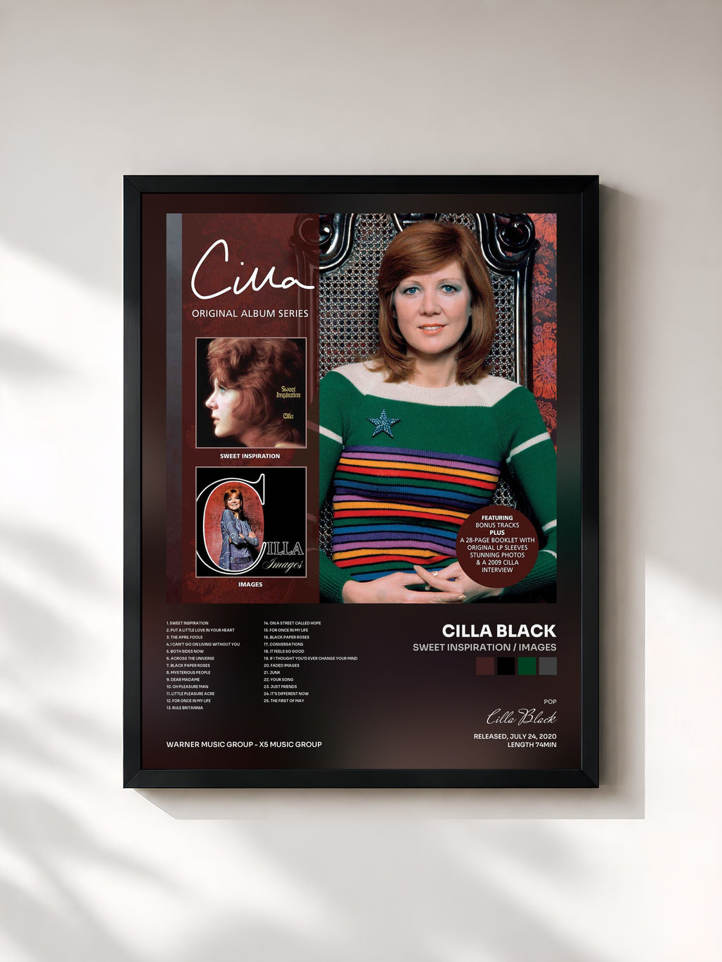 #noir Tableau de l'album Sweet Inspiration / Images de Cilla Black, cadre noir, imprimé et encadré en France