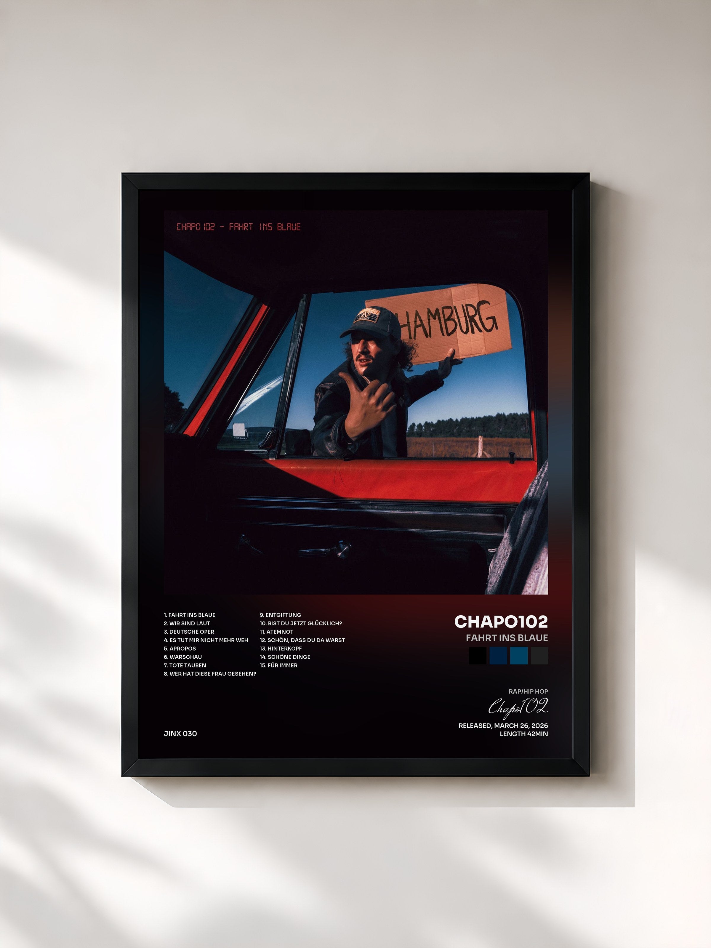 #noir Tableau de l'album Fahrt ins Blaue de Chapo102, cadre noir, imprimé et encadré en France