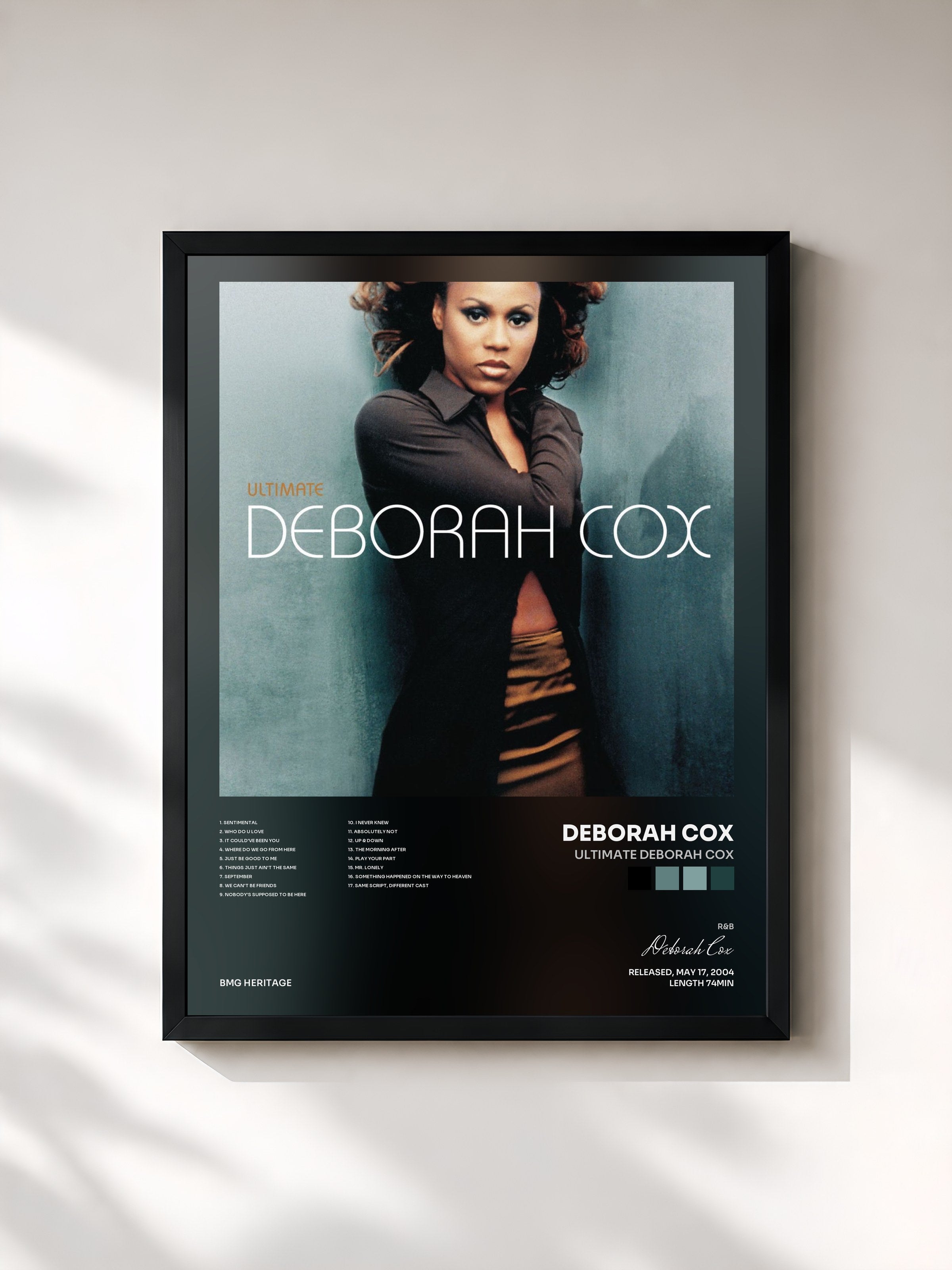 #noir Tableau de l'album Ultimate Deborah Cox de Deborah Cox, cadre noir, imprimé et encadré en France