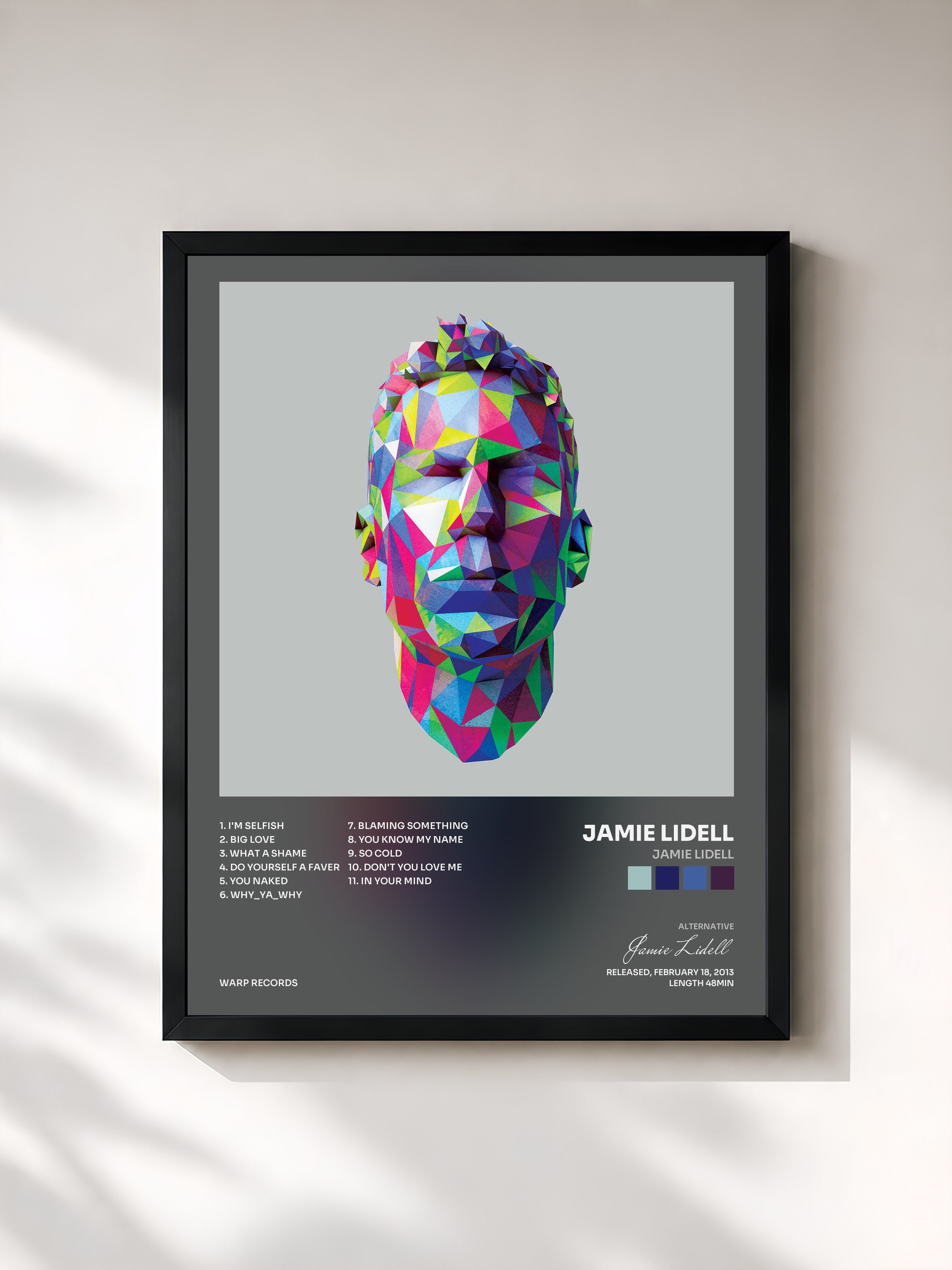 #noir Tableau de l'album Jamie Lidell de Jamie Lidell, cadre noir, imprimé et encadré en France
