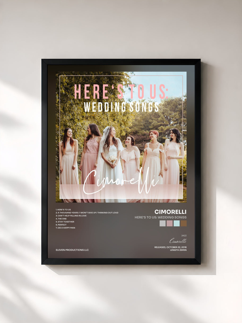 #noir Tableau de l'album Here's to Us: Wedding Songs de Cimorelli, cadre noir, imprimé et encadré en France