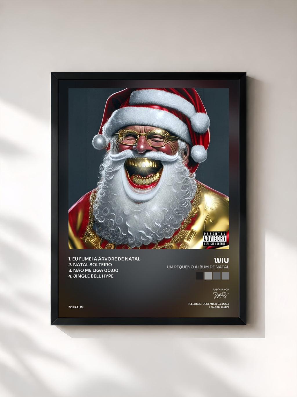 #noir Tableau de l'album Um Pequeno Álbum de Natal de WIU, cadre noir, imprimé et encadré en France