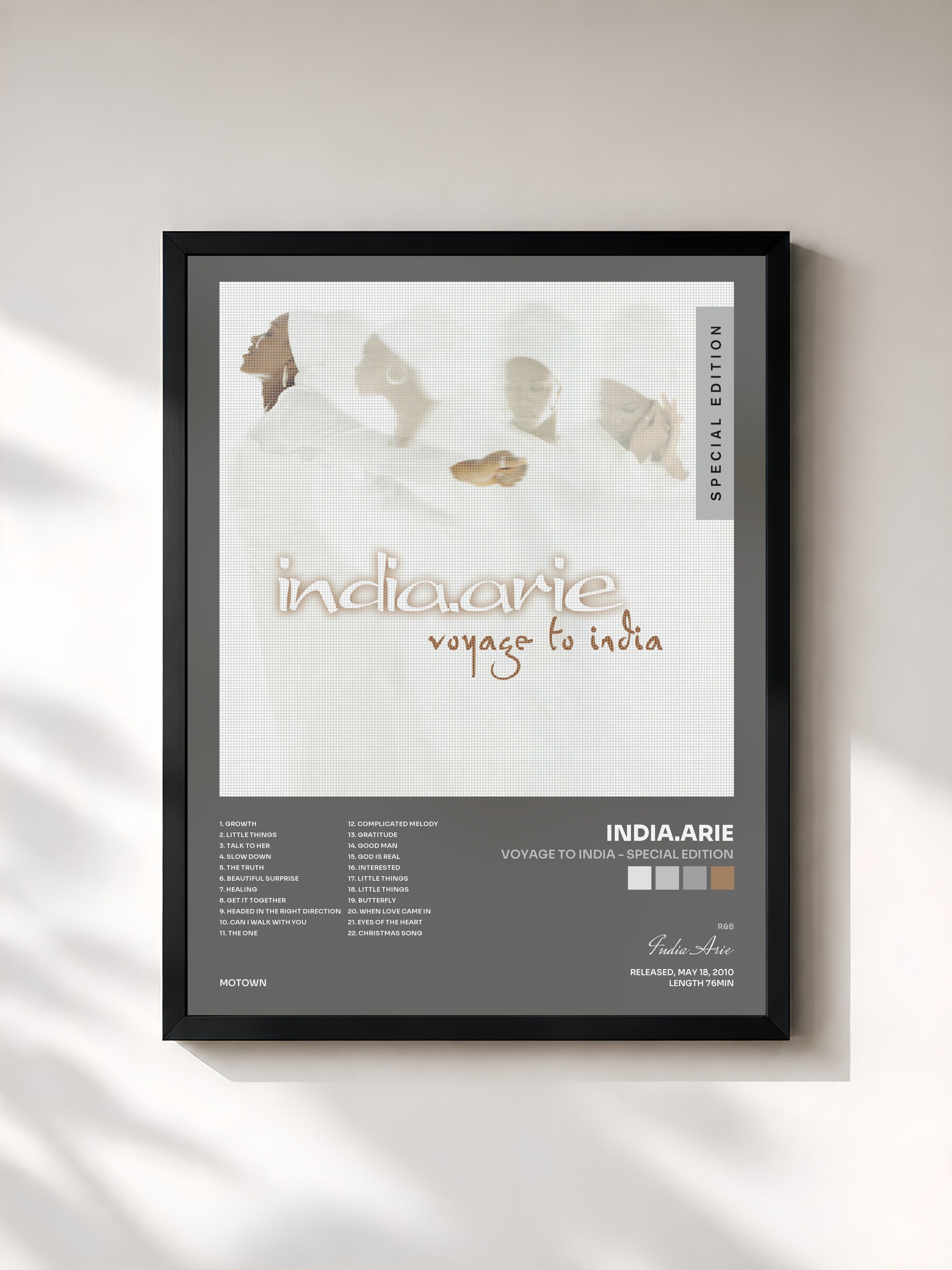 #noir Tableau de l'album Voyage To India - Special Edition de India.Arie, cadre noir, imprimé et encadré en France