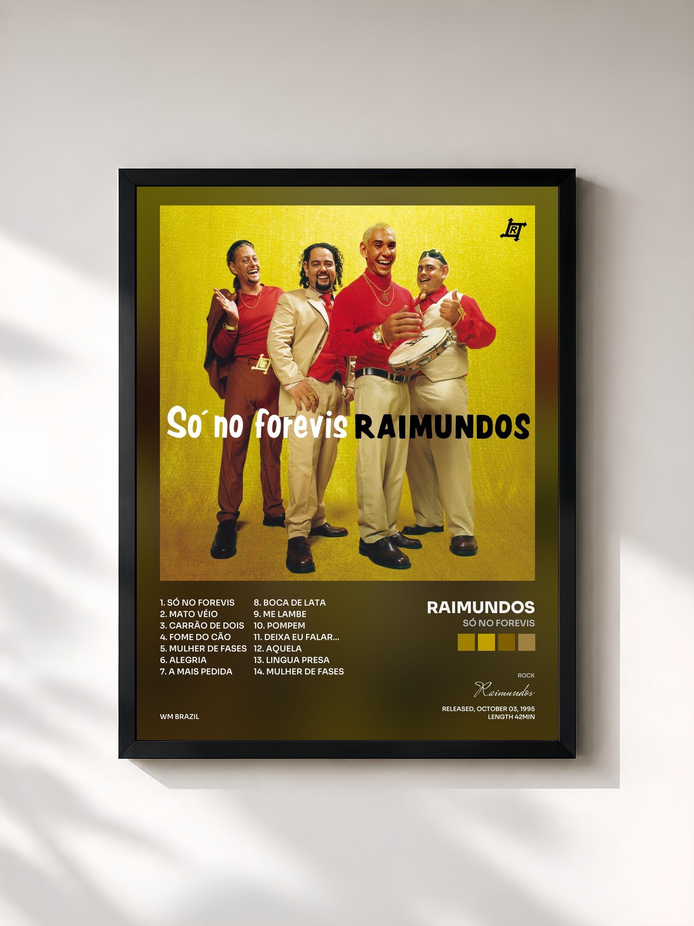 #noir Tableau de l'album Só No Forevis de Raimundos, cadre noir, imprimé et encadré en France