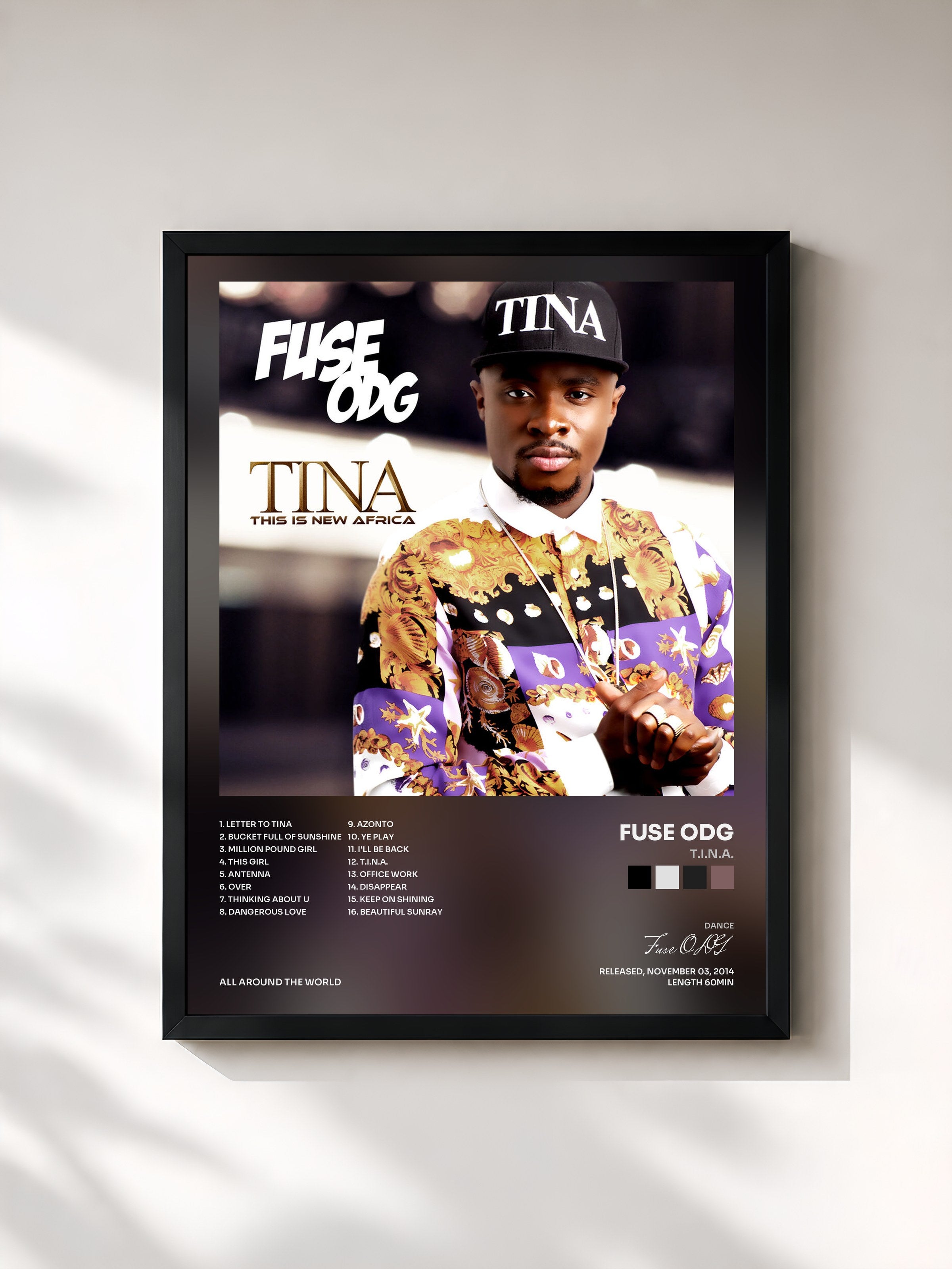 #noir Tableau de l'album T.I.N.A. de Fuse ODG, cadre noir, imprimé et encadré en France