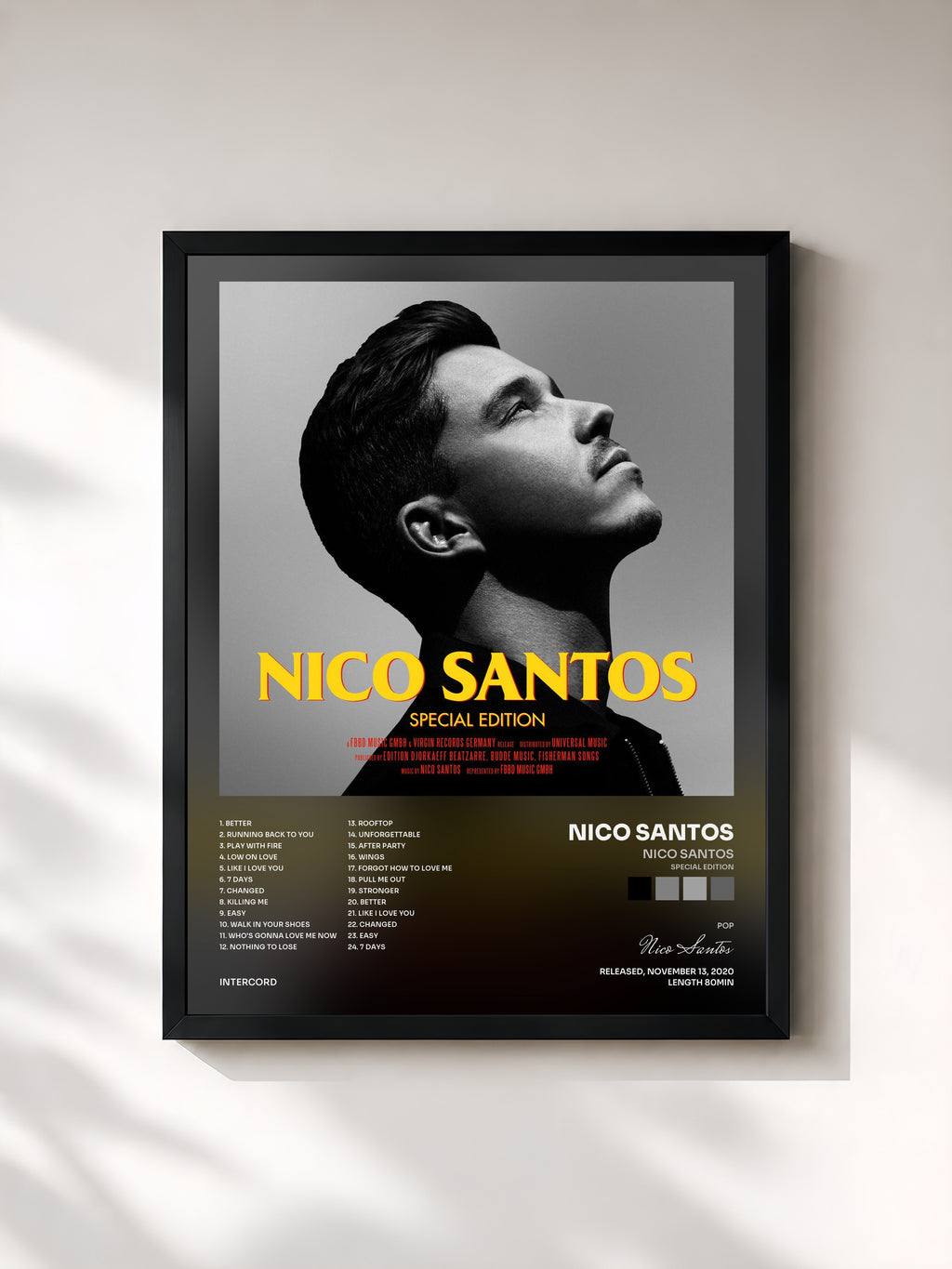 #noir Tableau de l'album Nico Santos (Special Edition) de Nico Santos, cadre noir, imprimé et encadré en France