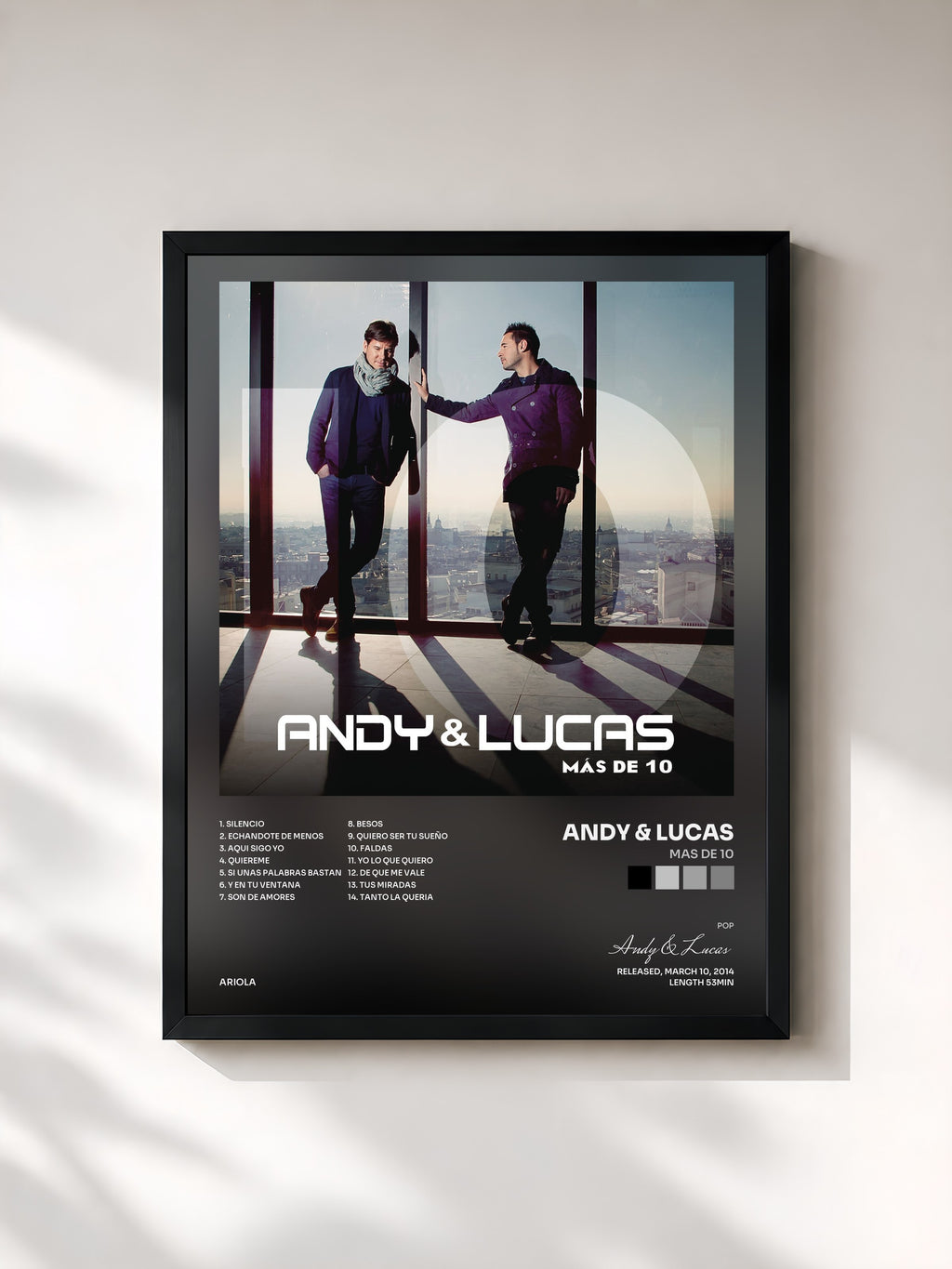 #noir Tableau de l'album Mas de 10 de Andy & Lucas, cadre noir, imprimé et encadré en France