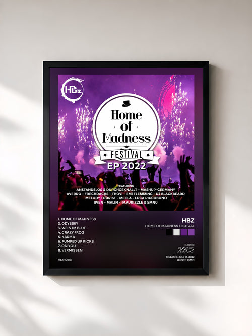 HBZ · Home of Madness Festival — Affiche encadrée