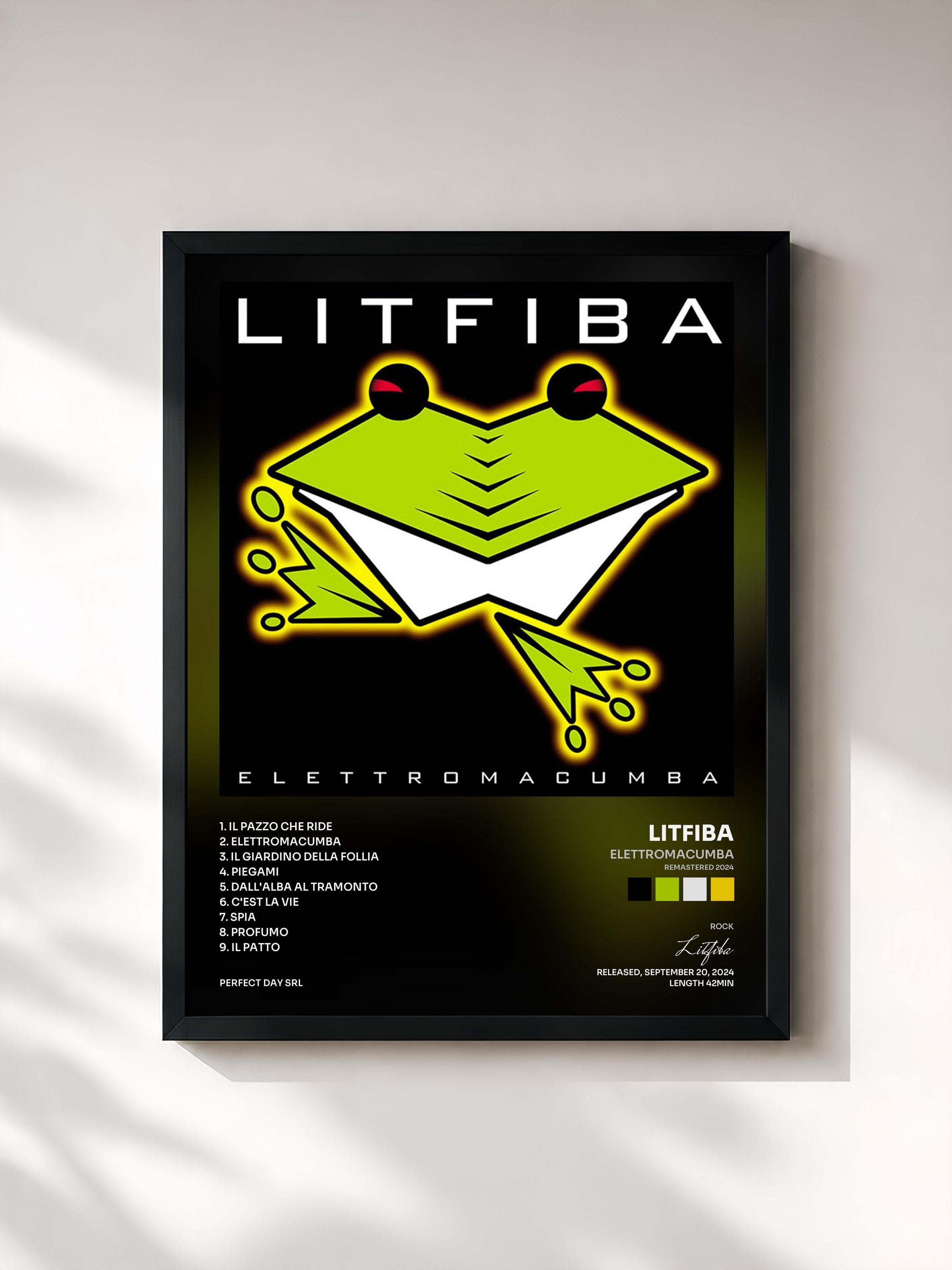 #noir Tableau de l'album Elettromacumba (Remastered 2024) de Litfiba, cadre noir, imprimé et encadré en France