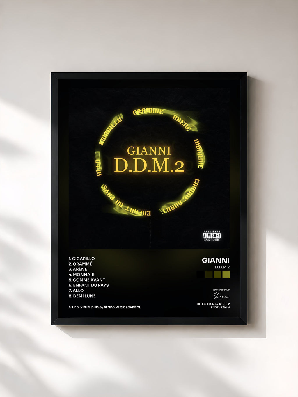 #noir Tableau de l'album D.D.M 2 de Gianni, cadre noir, imprimé et encadré en France