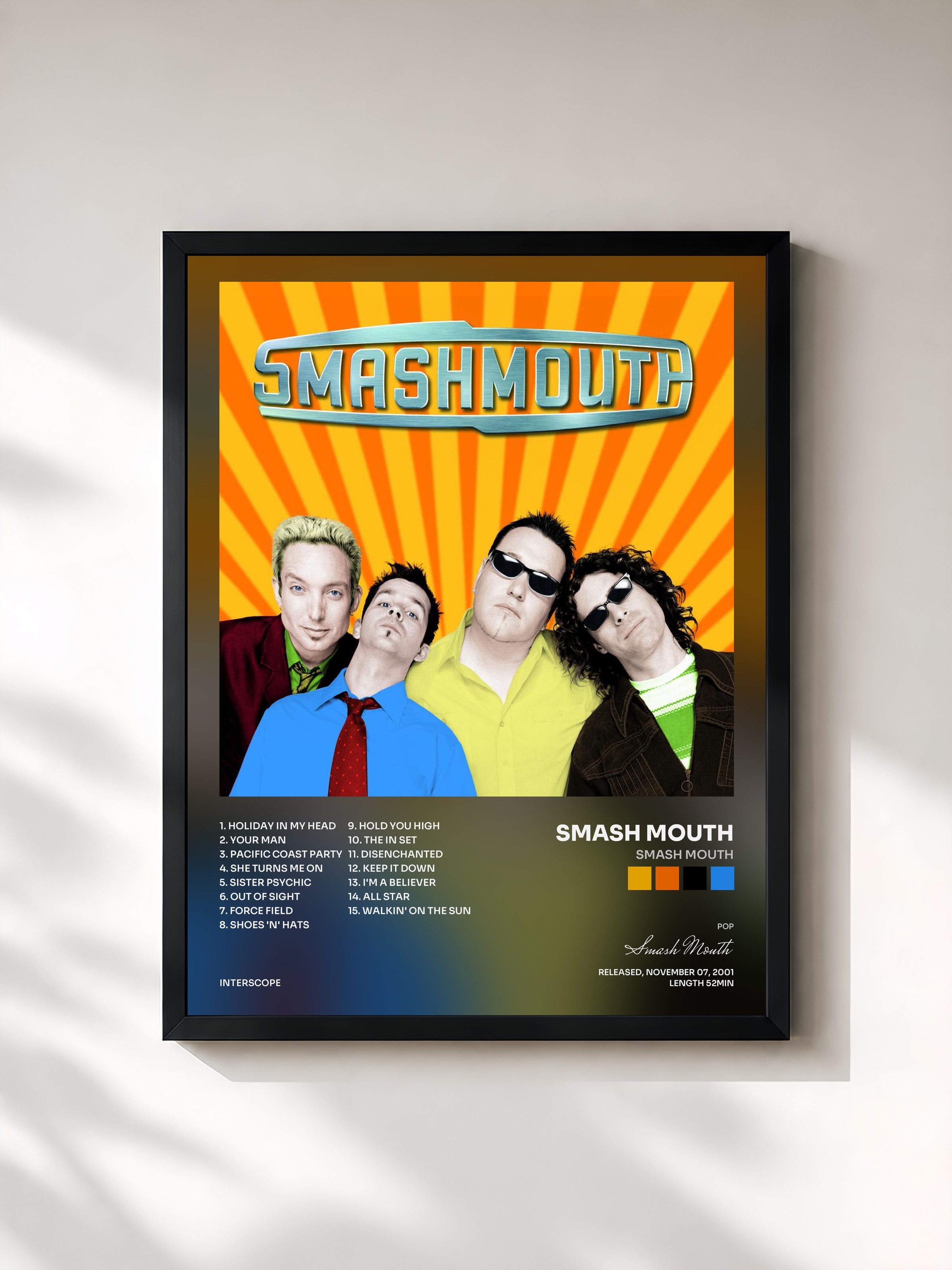 #noir Tableau de l'album Smash Mouth de Smash Mouth, cadre noir, imprimé et encadré en France