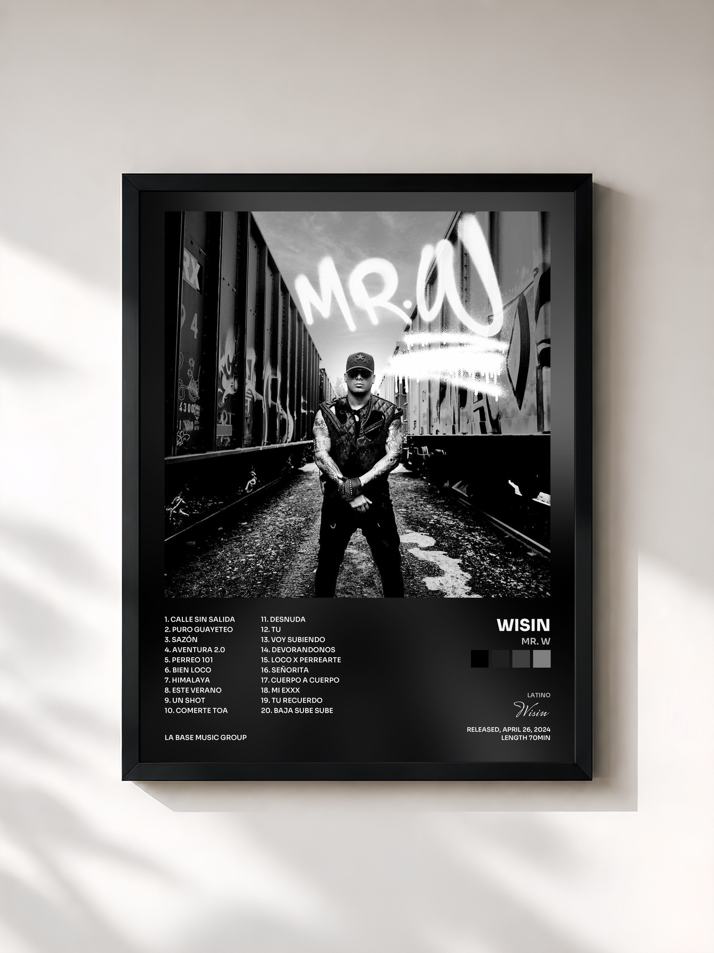 #noir Tableau de l'album Mr. W de Wisin, cadre noir, imprimé et encadré en France