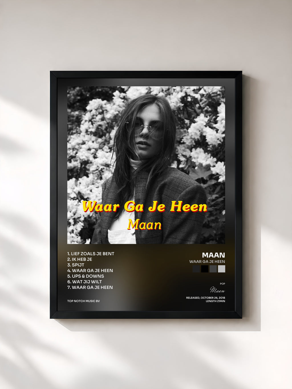 #noir Tableau de l'album Waar Ga Je Heen de Maan, cadre noir, imprimé et encadré en France