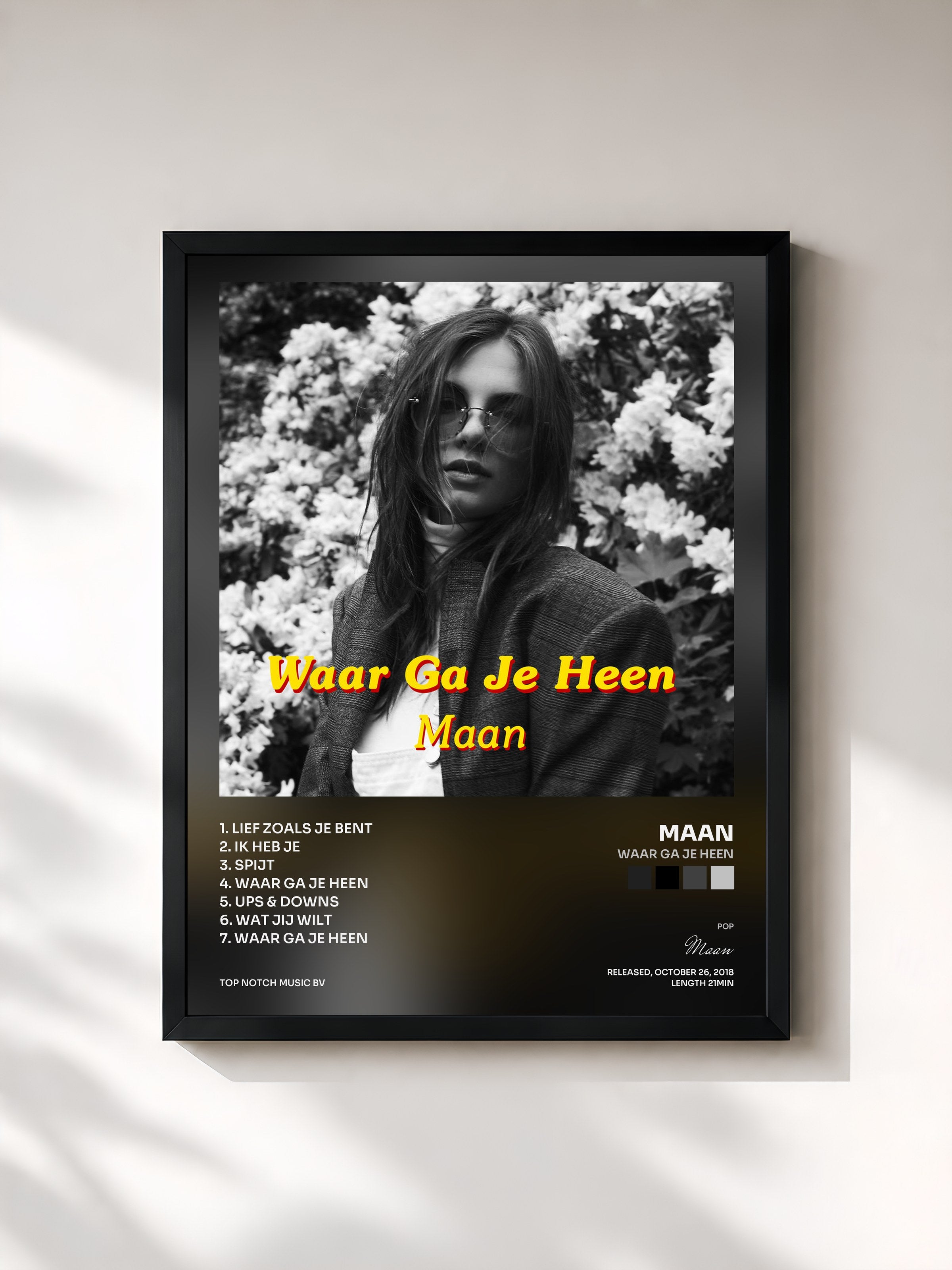 #noir Tableau de l'album Waar Ga Je Heen de Maan, cadre noir, imprimé et encadré en France